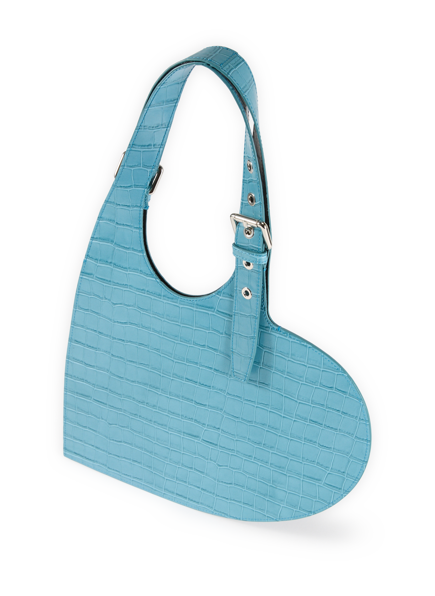 Heart-Shaped Crocodile Skin Effect Leather Shoulder Bag COPERNI Blue