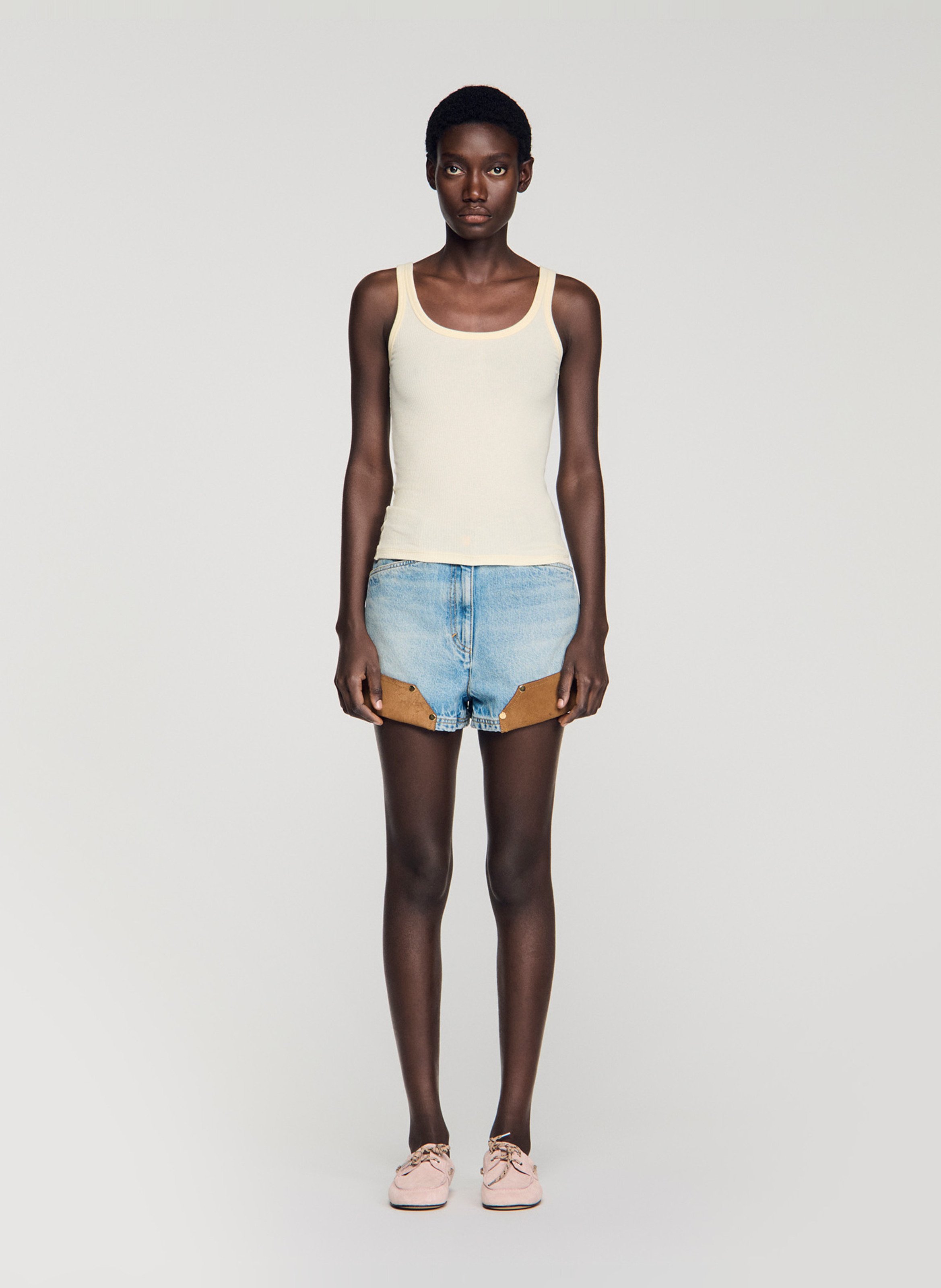 Débardeur droit en coton mélangé Jaune