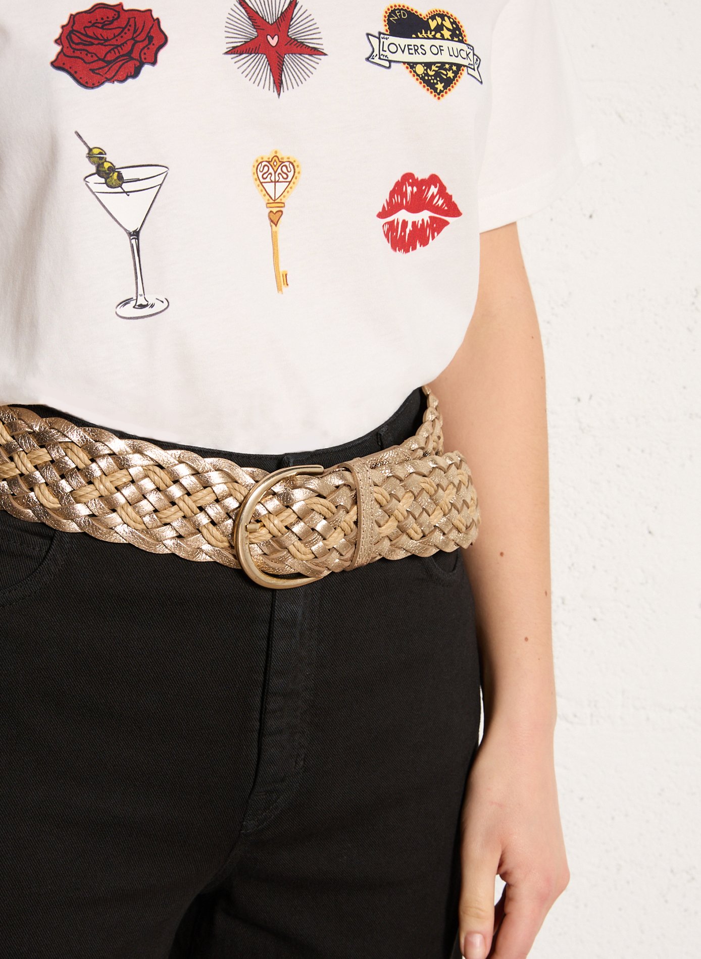 Ceinture en cuir tressé elie MAISON 123 Doré