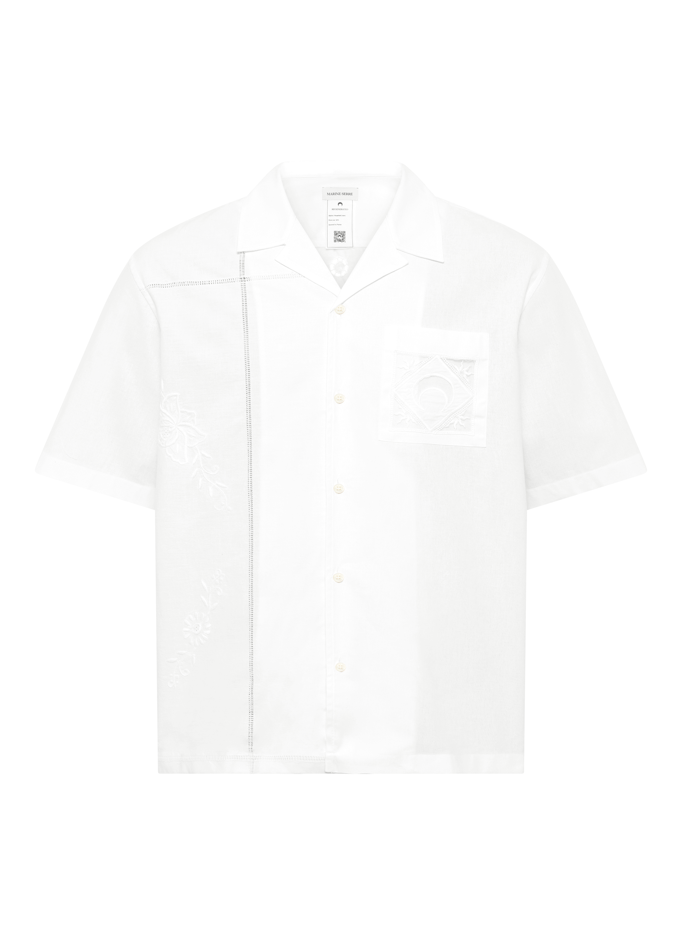 Chemise de bowling en upcyclé household linen unisexe MARINE SERRE Blanc