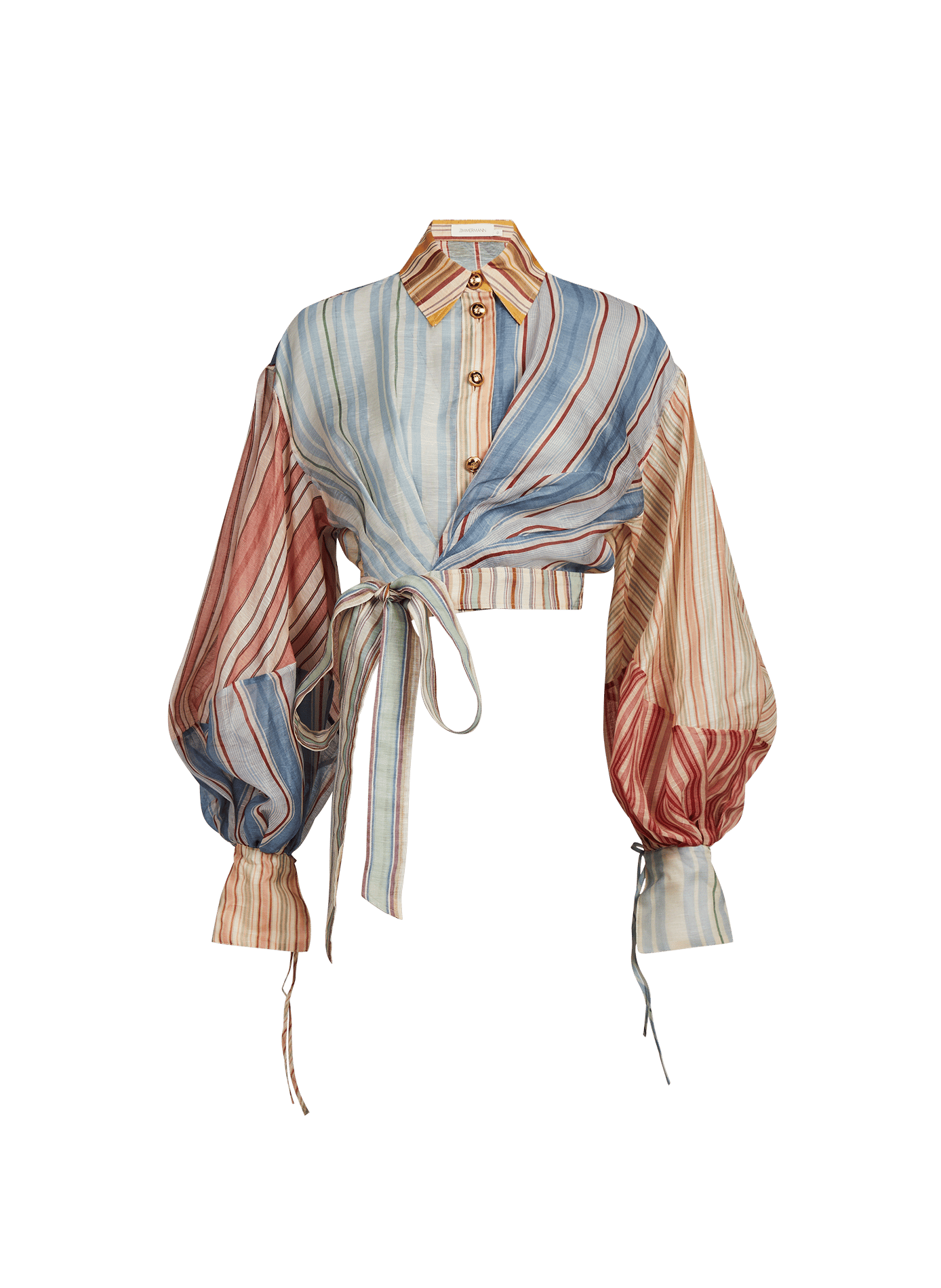 Short striped linen and silk blouse ZIMMERMANN Multicolour