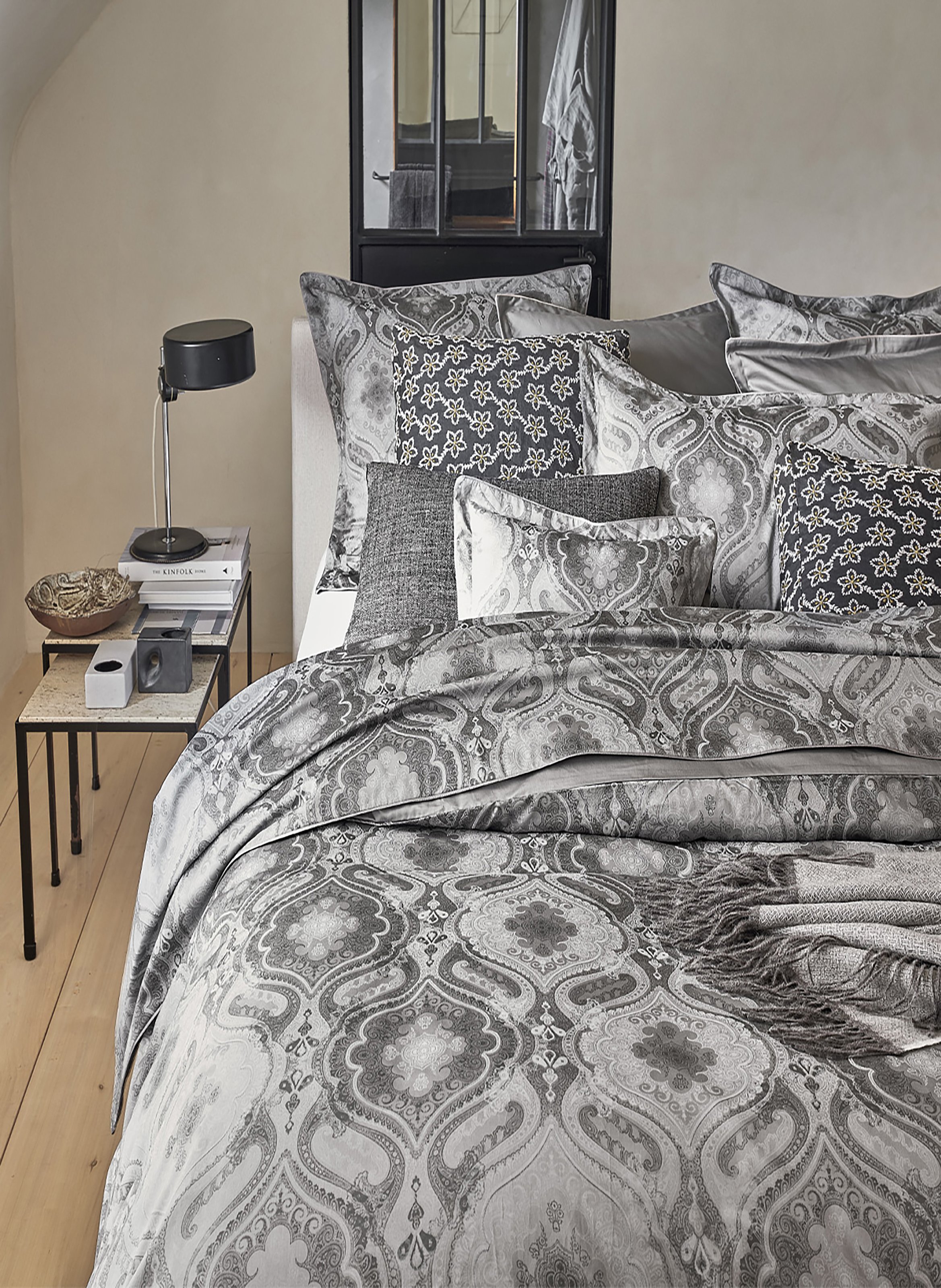 Housse de couette imprimée en satin de coton bio, shalimar ALEXANDRE TURPAULT Gris