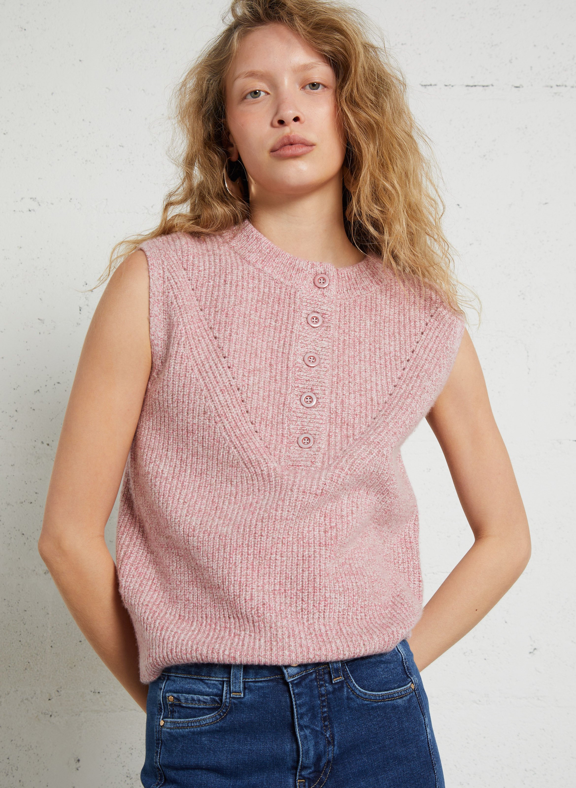Pull col rond en laine mélangée poppy MAISON 123 Rose