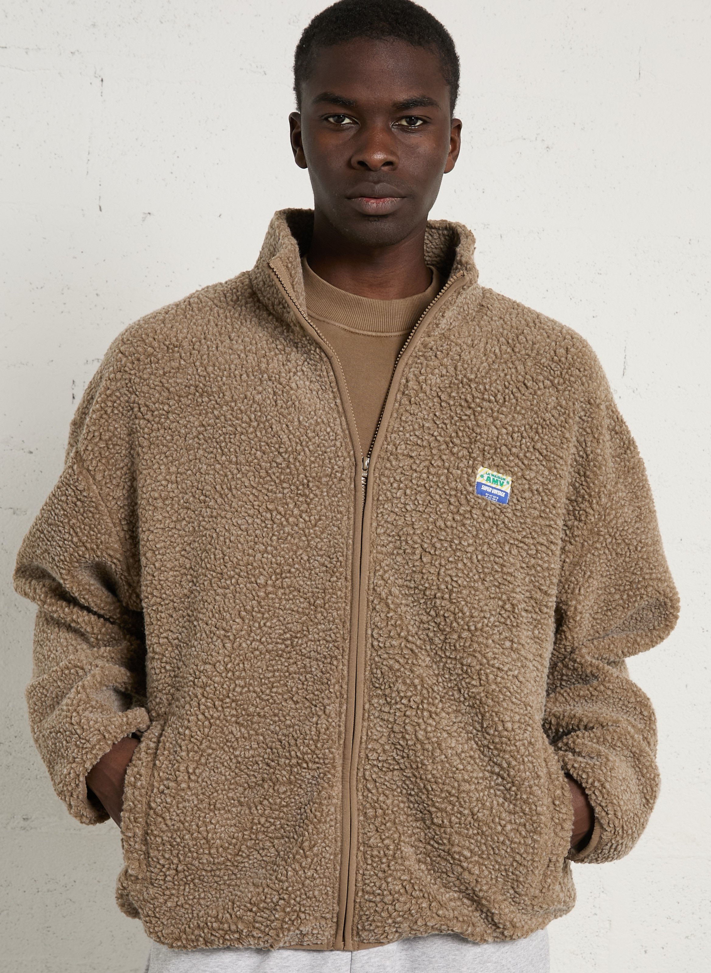 Veste col montant en sherpa hoktown AMERICAN VINTAGE Marron