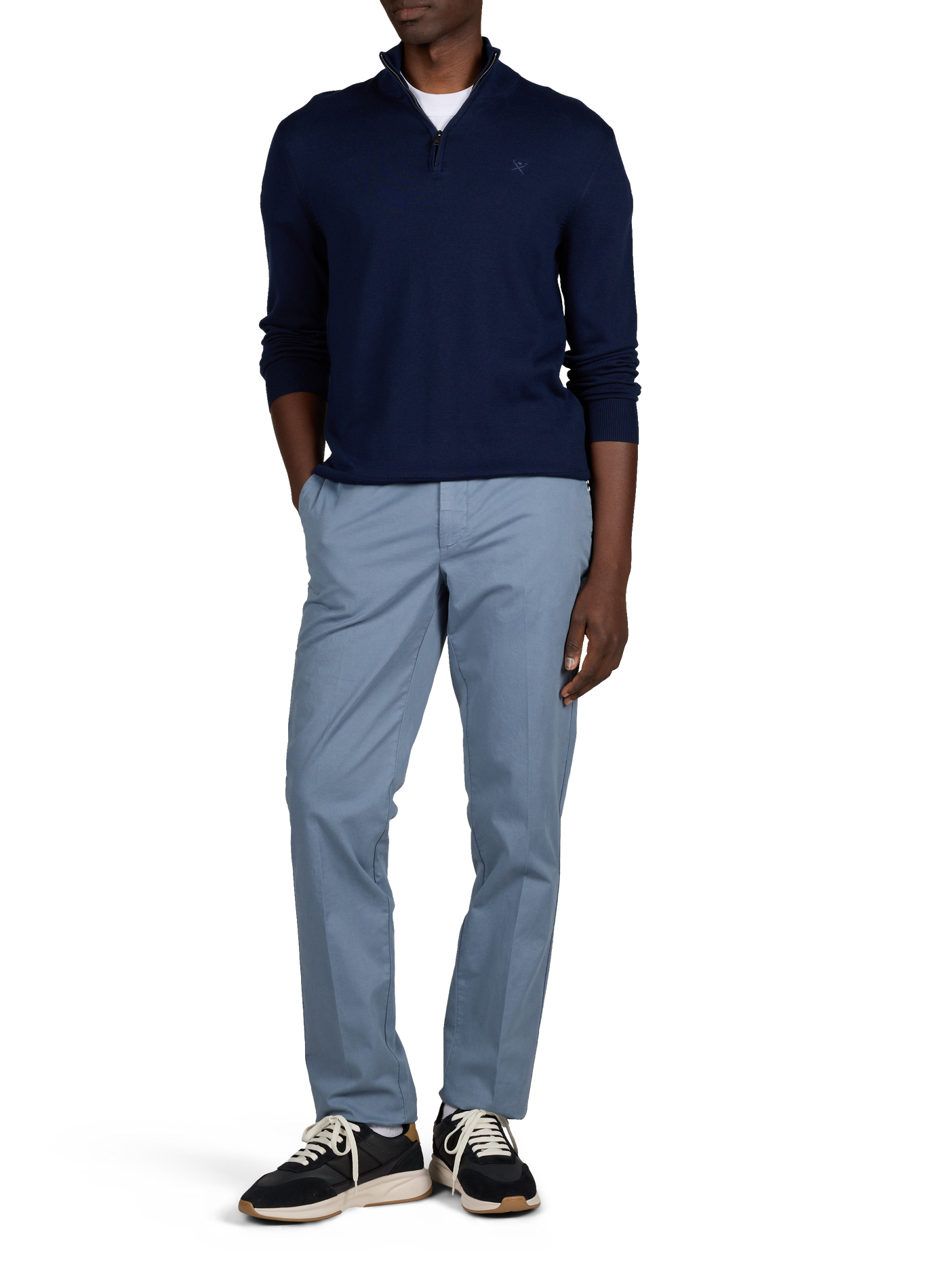 Pull col zippé en coton HACKETT Bleu