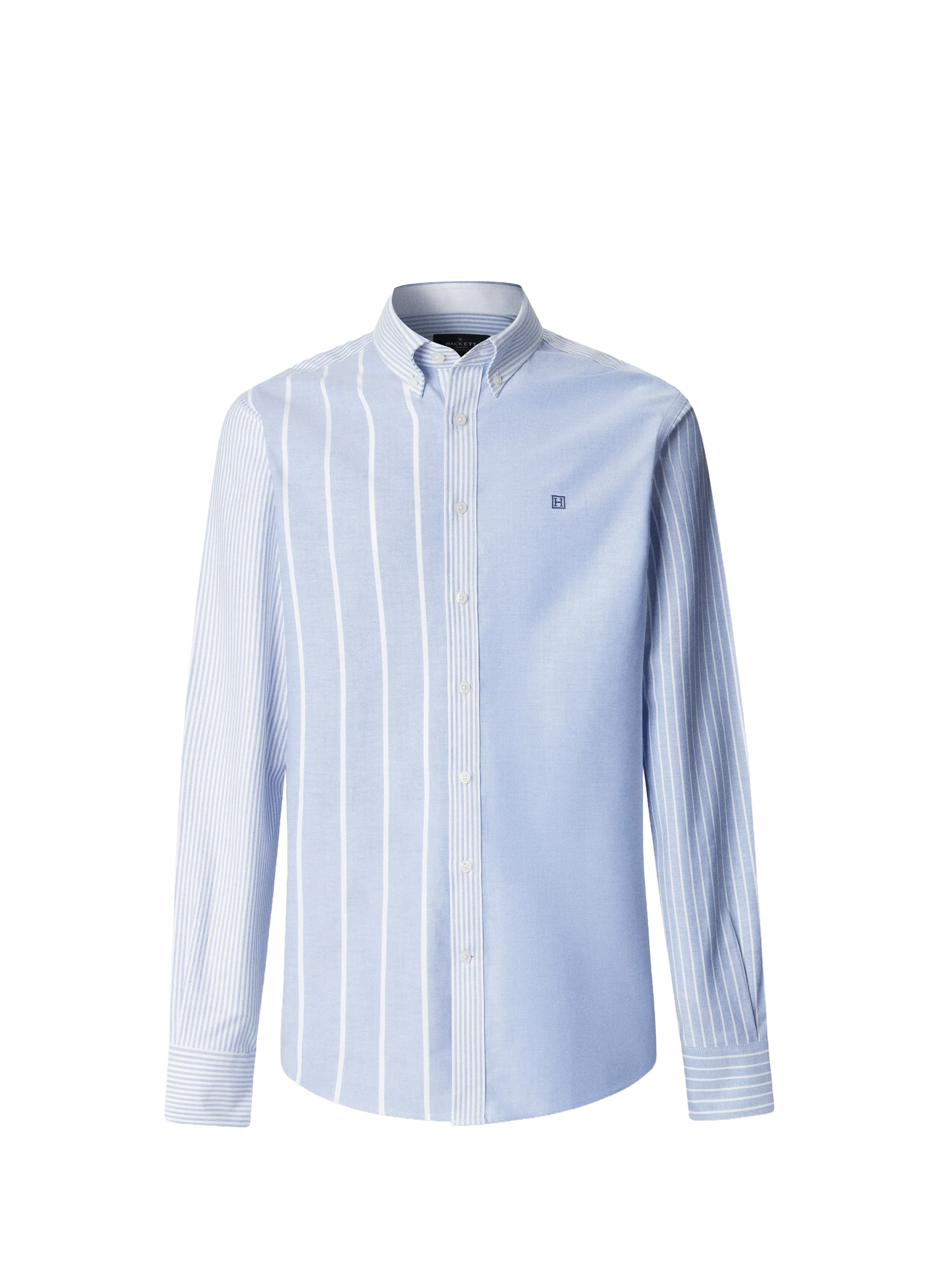 Patchwork straight cotton shirt HACKETT Blue