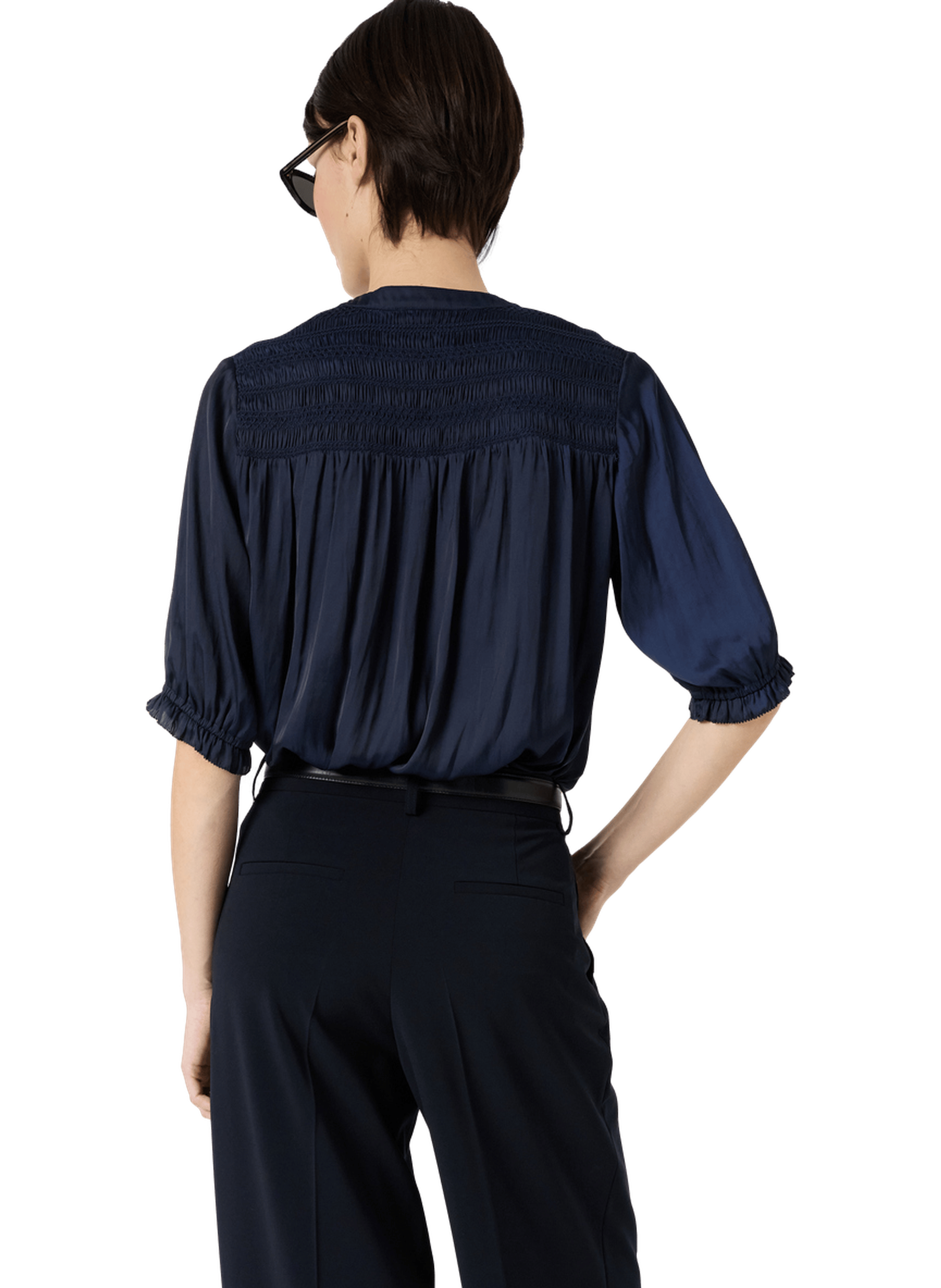 Chemise en satin à smocks - catrine GERARD DAREL Bleu