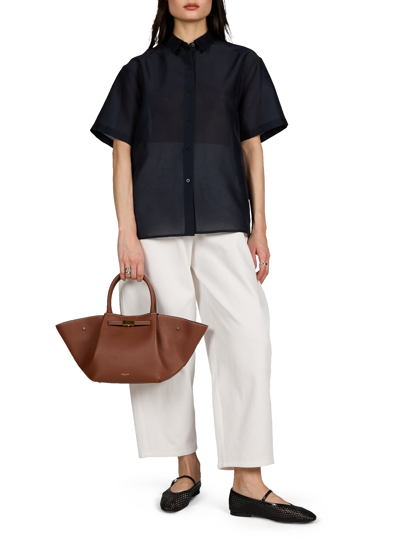 Gestreifter Ledertasche DEMELLIER LONDON Braun