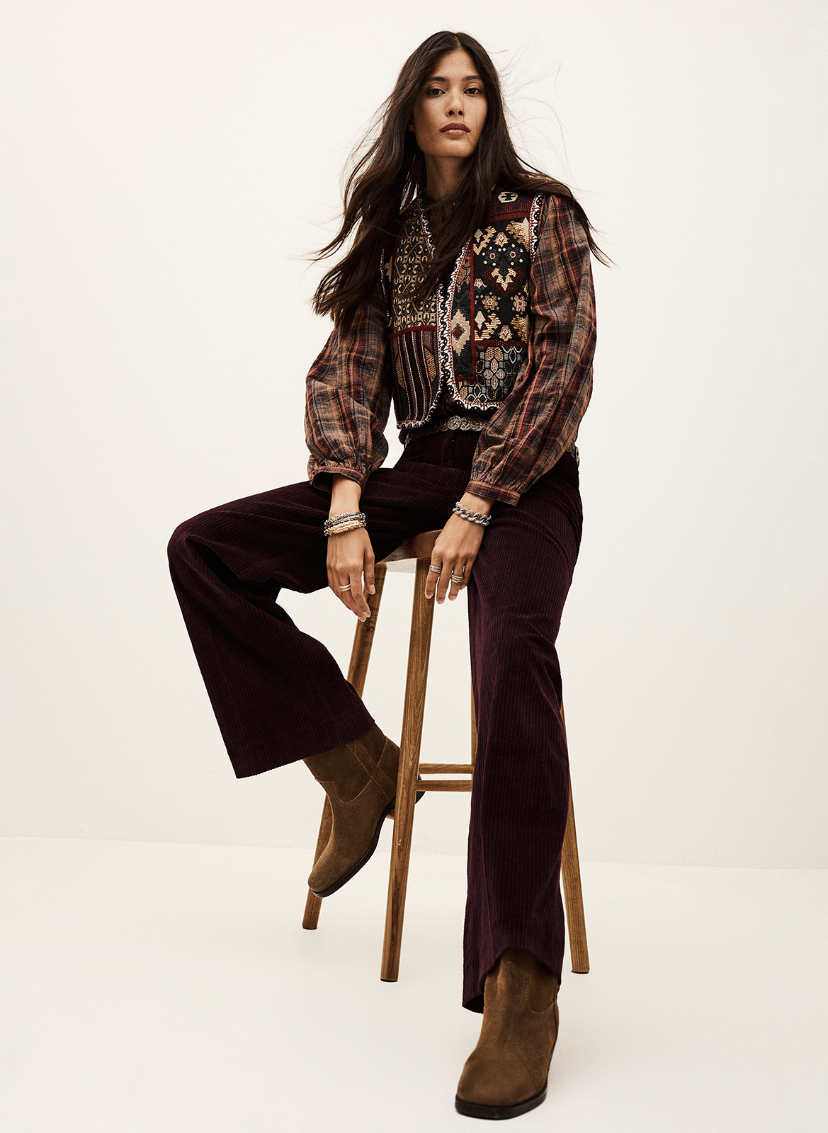 Pantalon large en velours côtelé vily BA&SH Violet