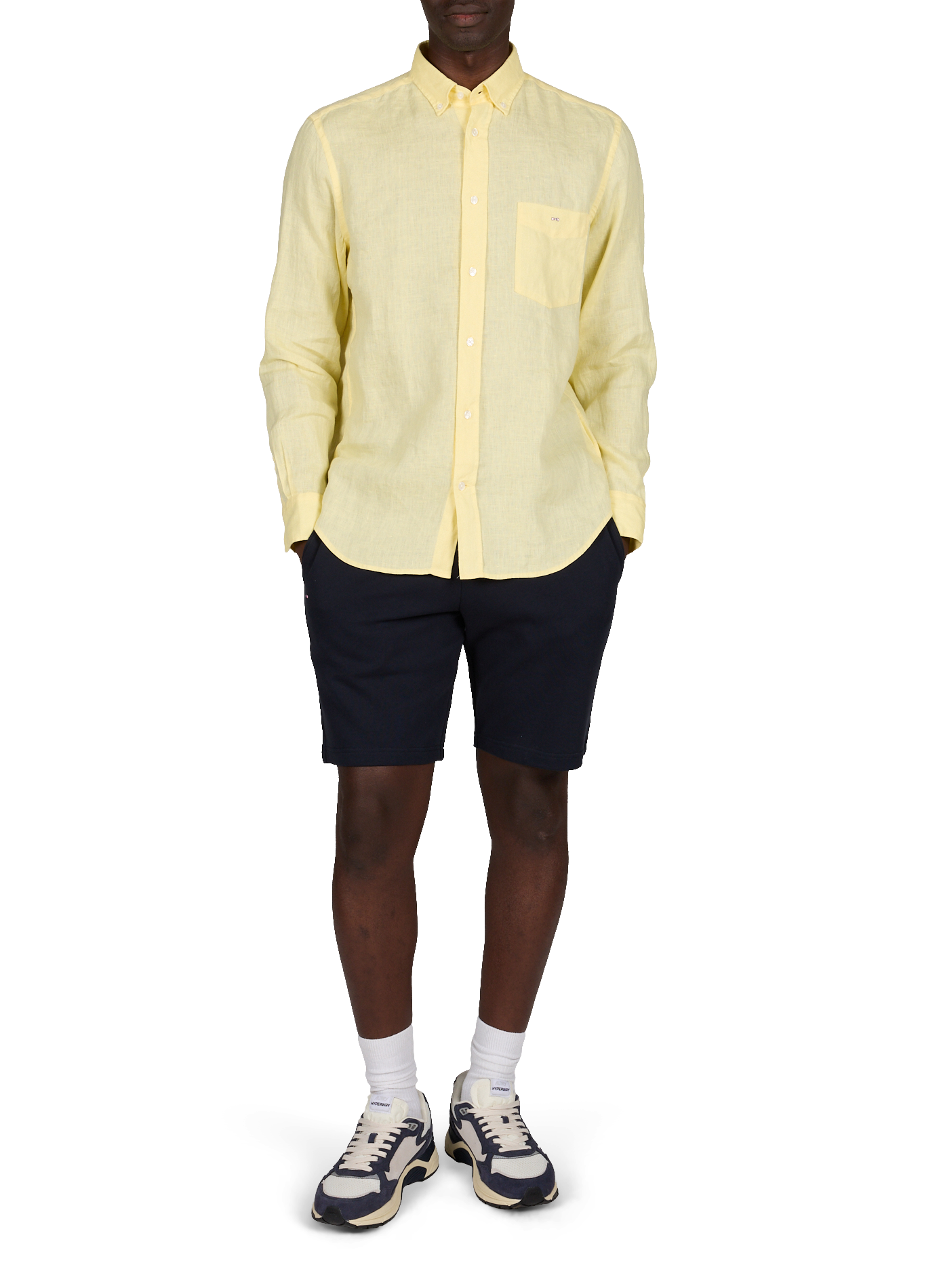 Chemise droite à logo en lin EDEN PARK Jaune