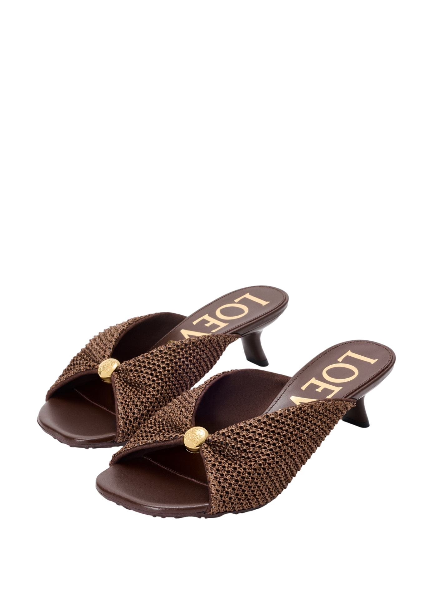 Pebble Soft Mules in raffia effect textile LOEWE Brown