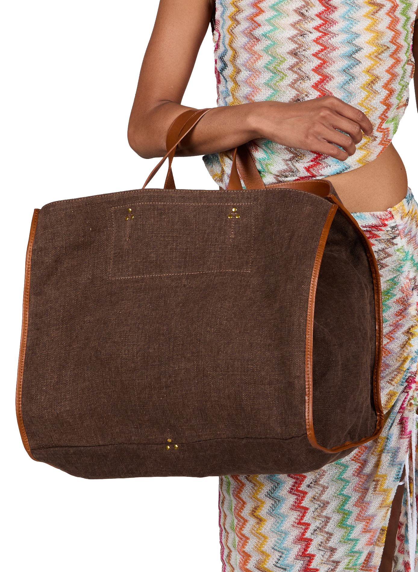 Sac cabas Léon L en toile de laine JÉRÔME DREYFUSS Marron