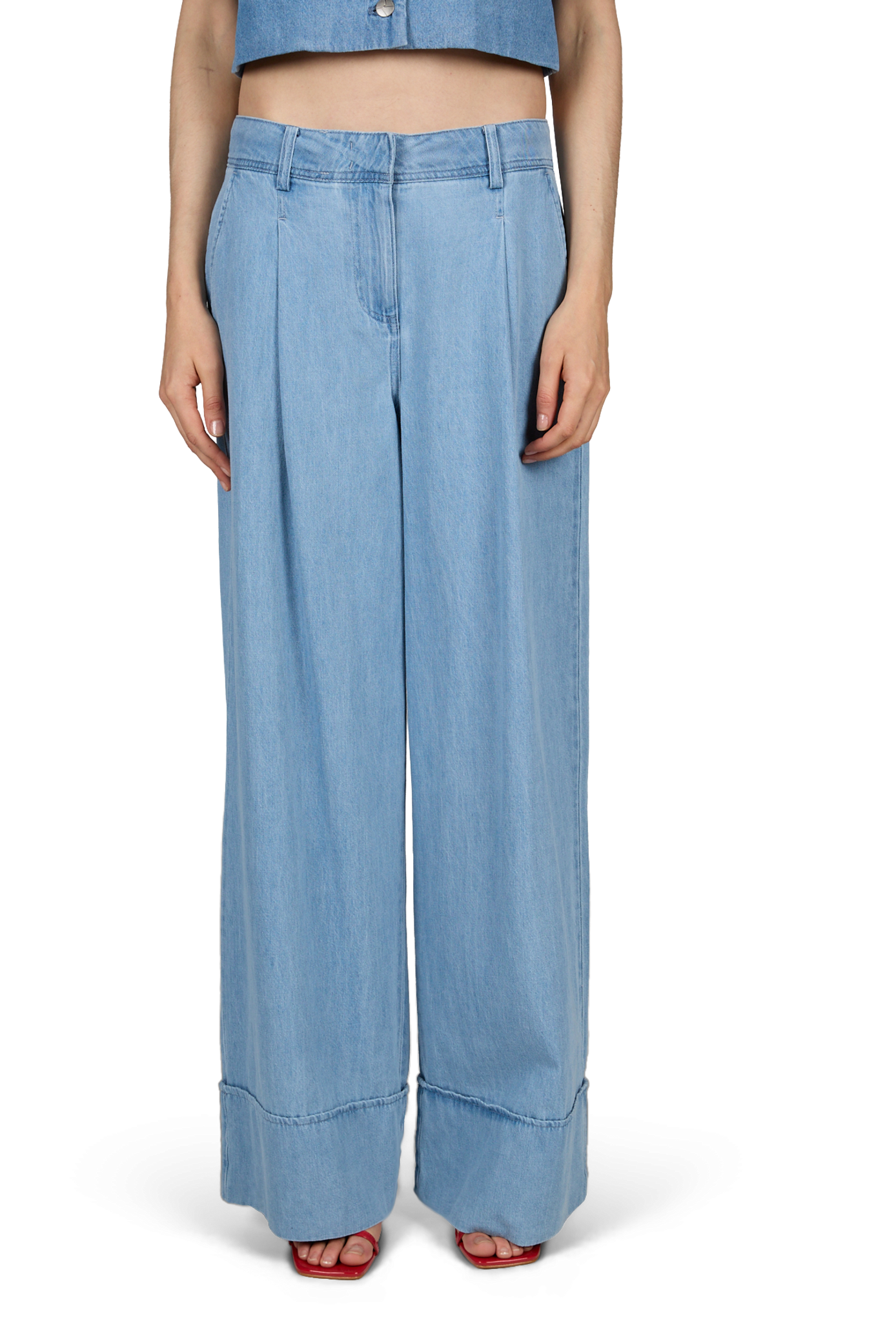 Cotton Wide-leg trousers ROUGE EDIT Blue