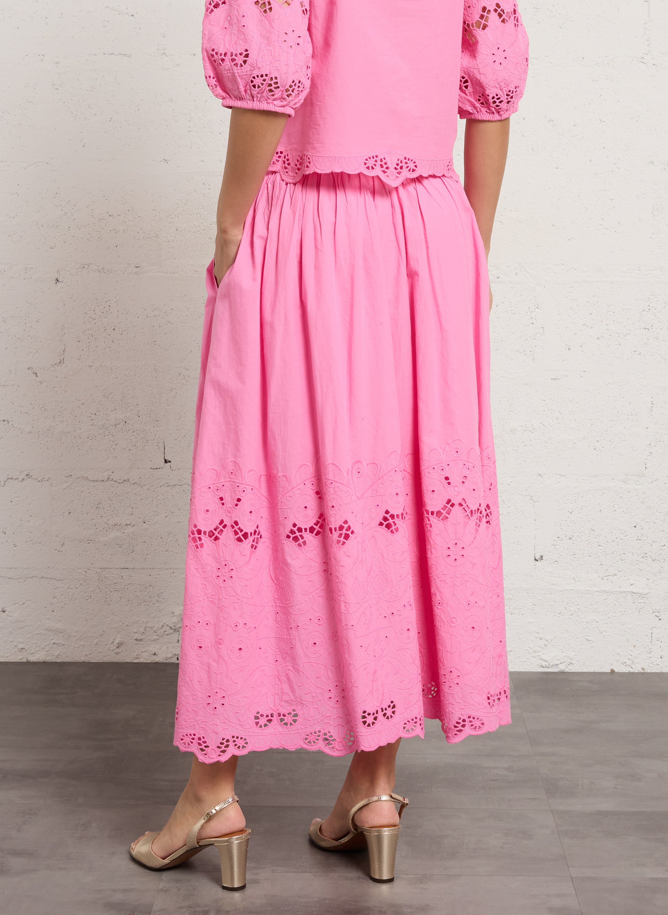 Jupe évasée en coton brune MAISON 123 Rose