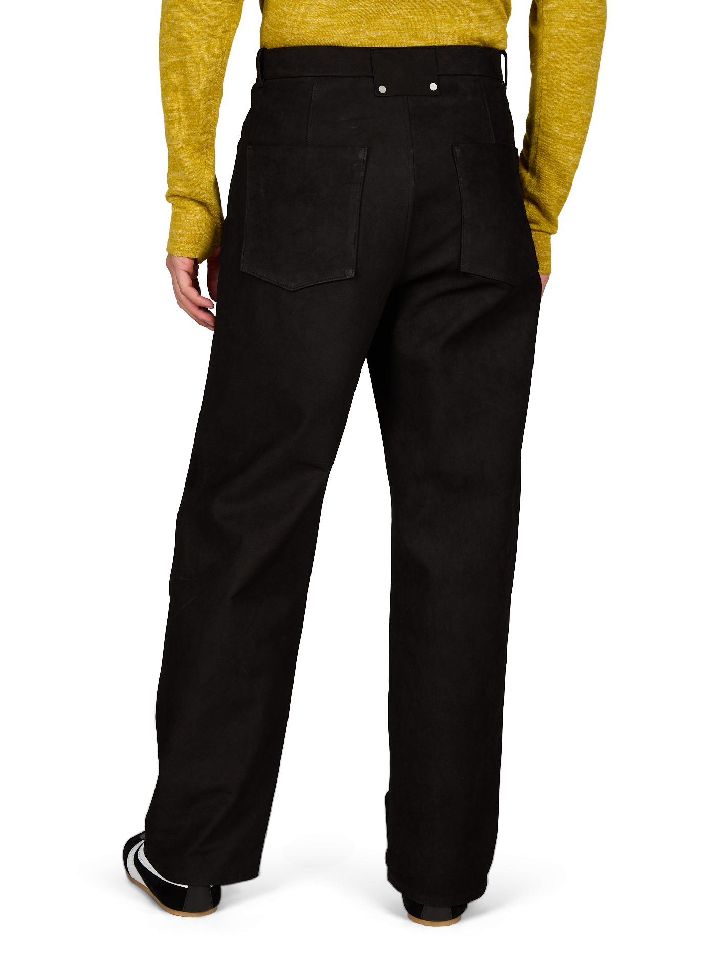 Pants with leather insert OMAR AFRIDI Black