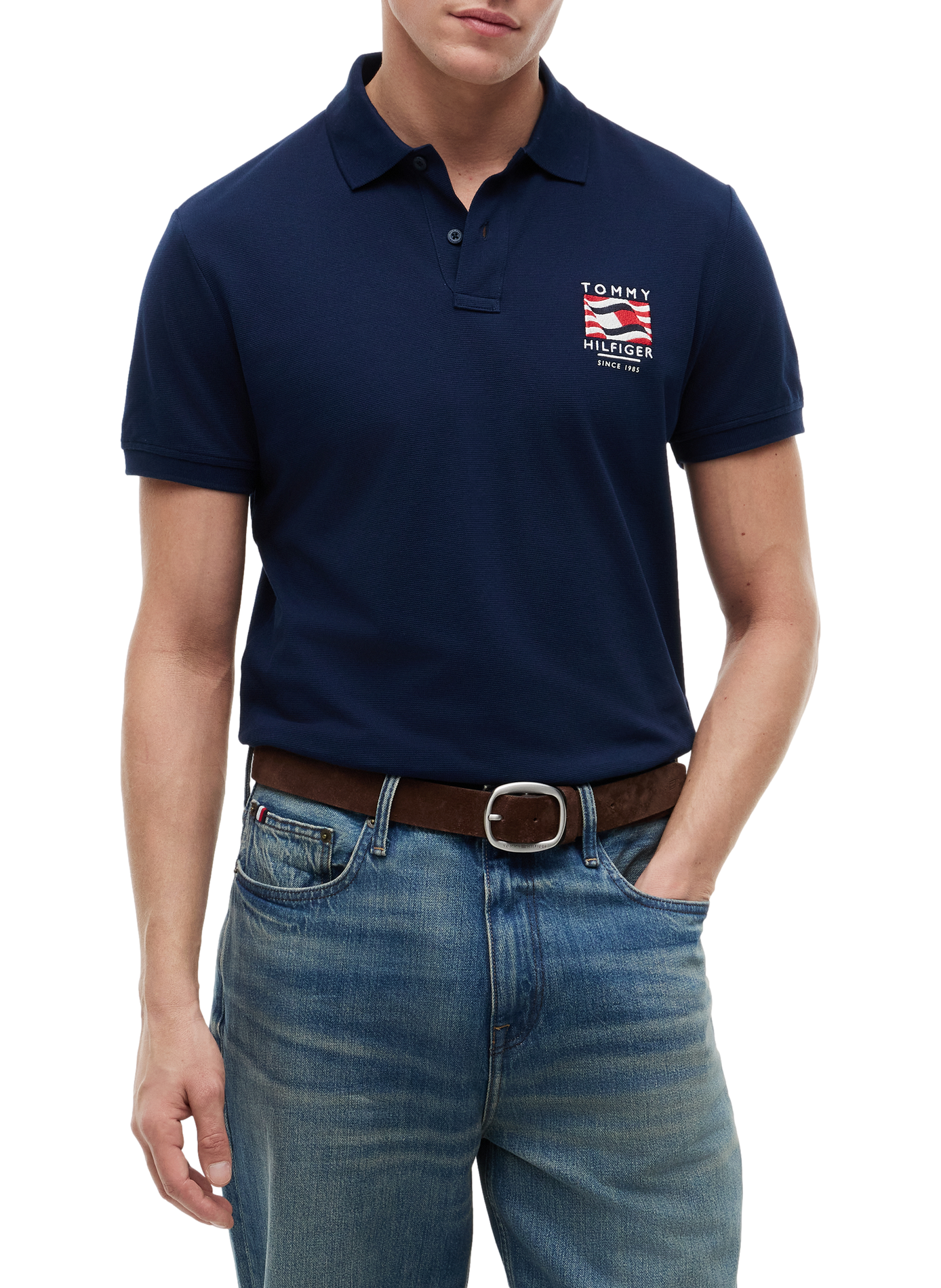 Kurzarm-Poloshirt mit Logo aus Baumwolle TOMMY HILFIGER Blau