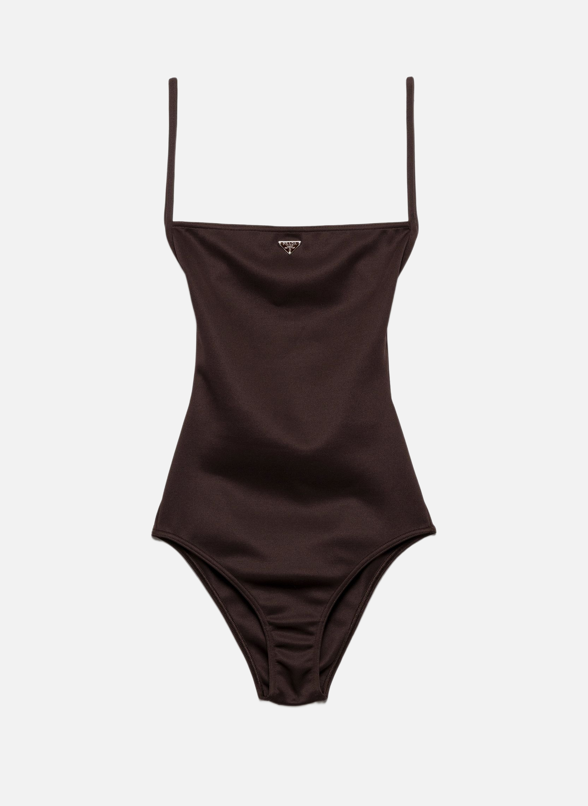 Maillot de bain une pièce en maille interlock PRADA Marron