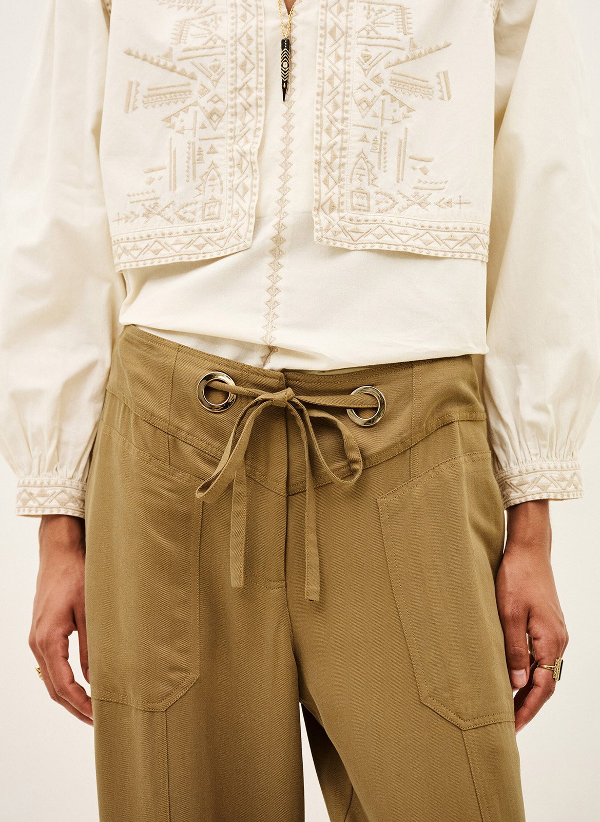 Pantalon fluide taille haute uni pavana BA&SH Beige