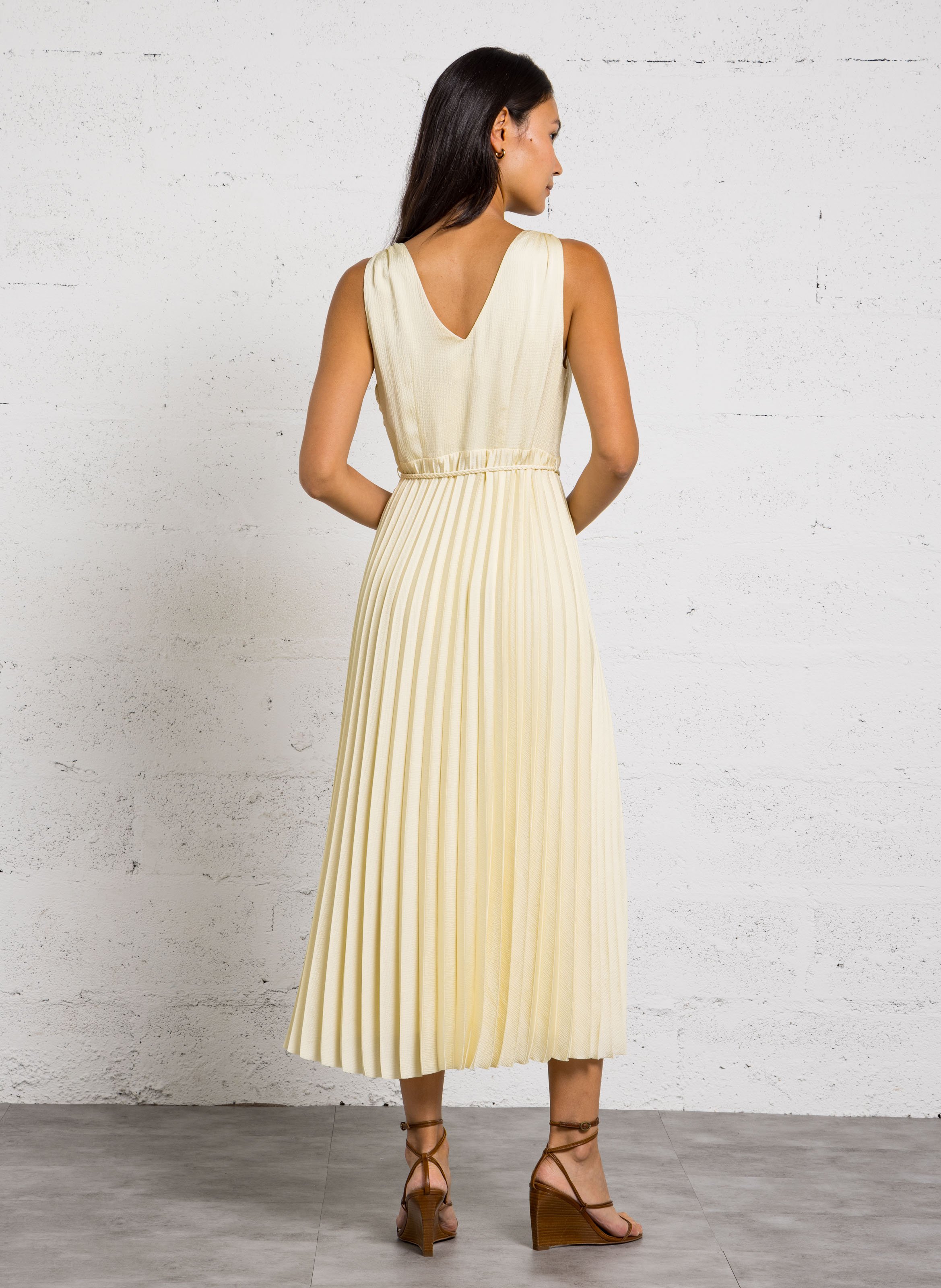Robe longue col v plume MAISON 123 Beige