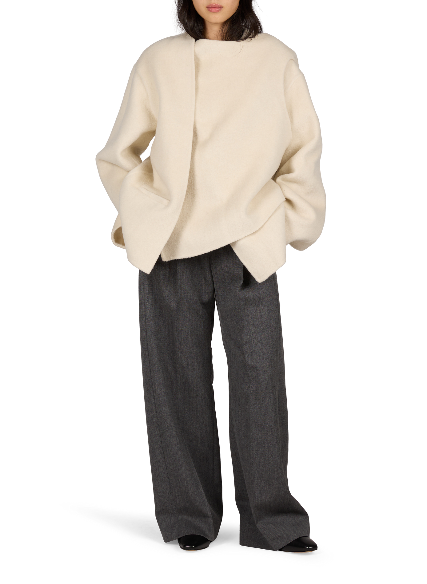 Short Astra coat in wool, alpaca and silk VIKTORIA CHAN Beige
