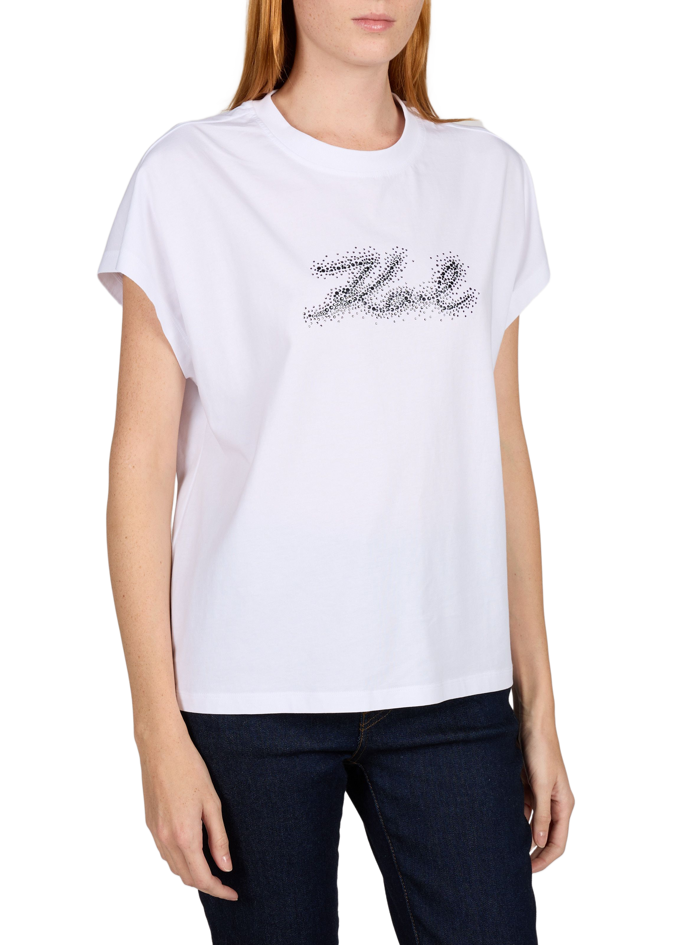 Straight-fit cotton logo T-shirt KARL LAGERFELD White