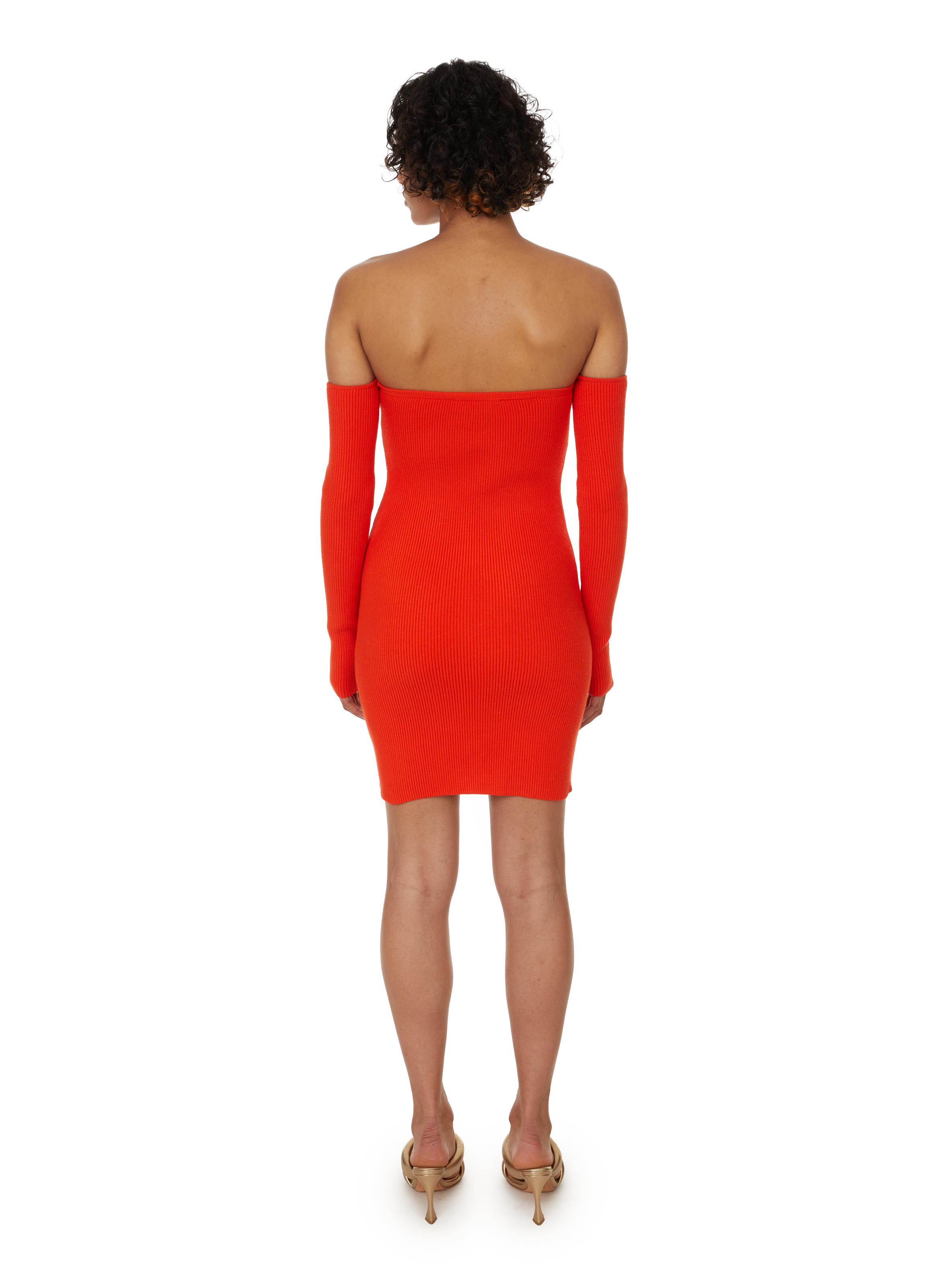 Robe courte en maille côtelée HELMUT LANG Red