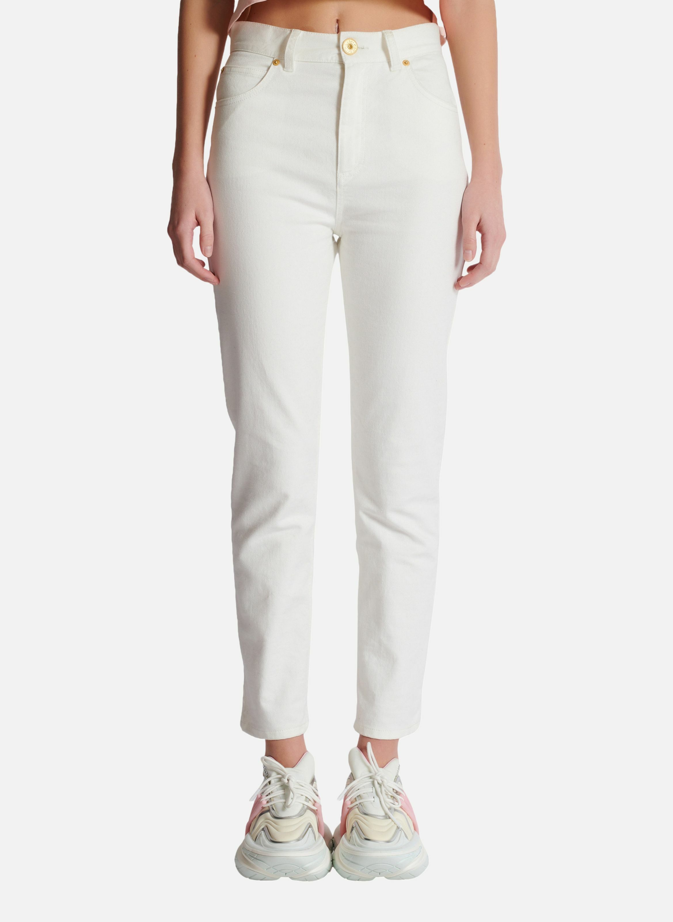 Jean coupe slim BALMAIN Blanc