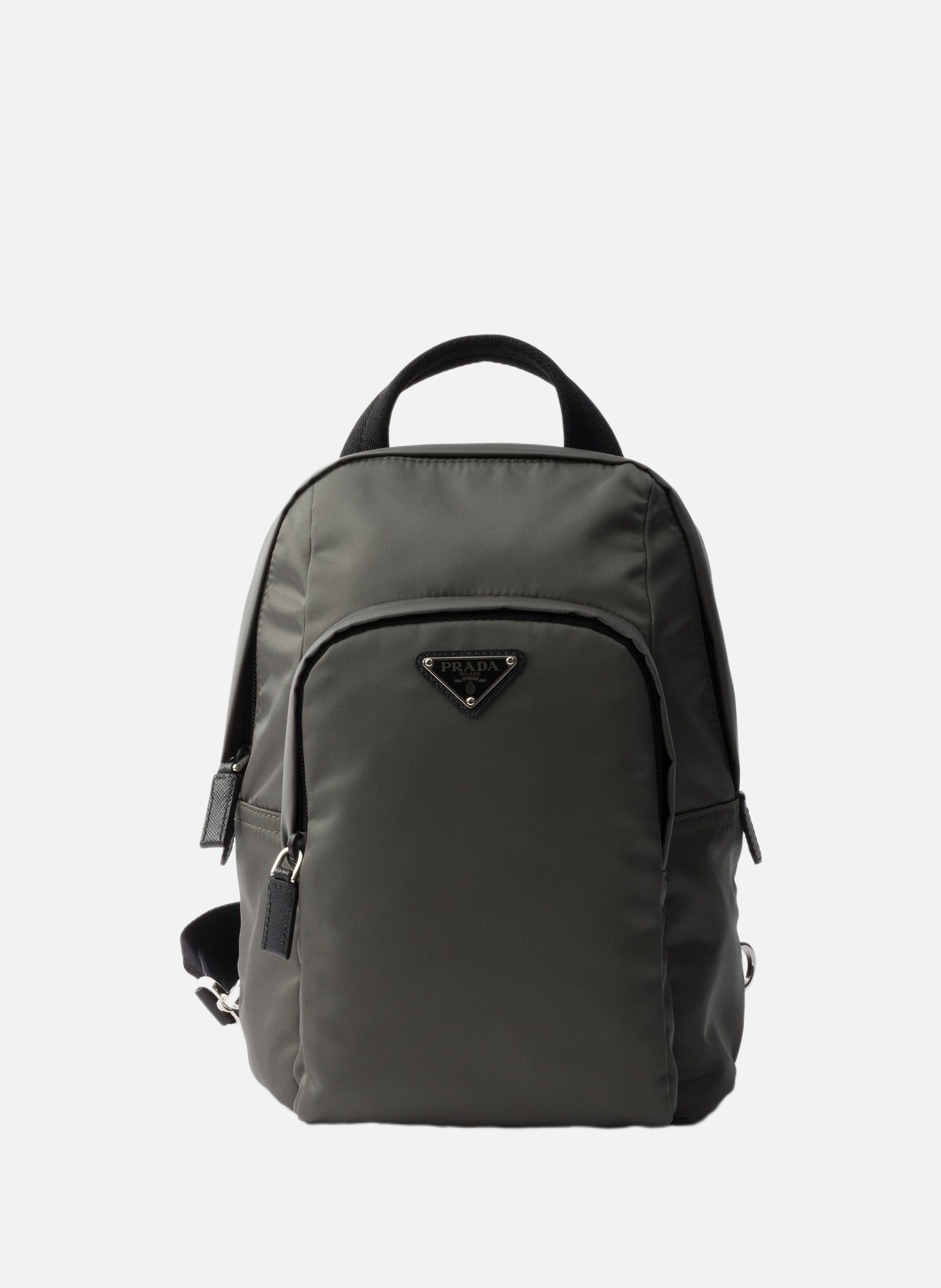 Sac à dos en re-nylon et cuir saffiano PRADA Vert