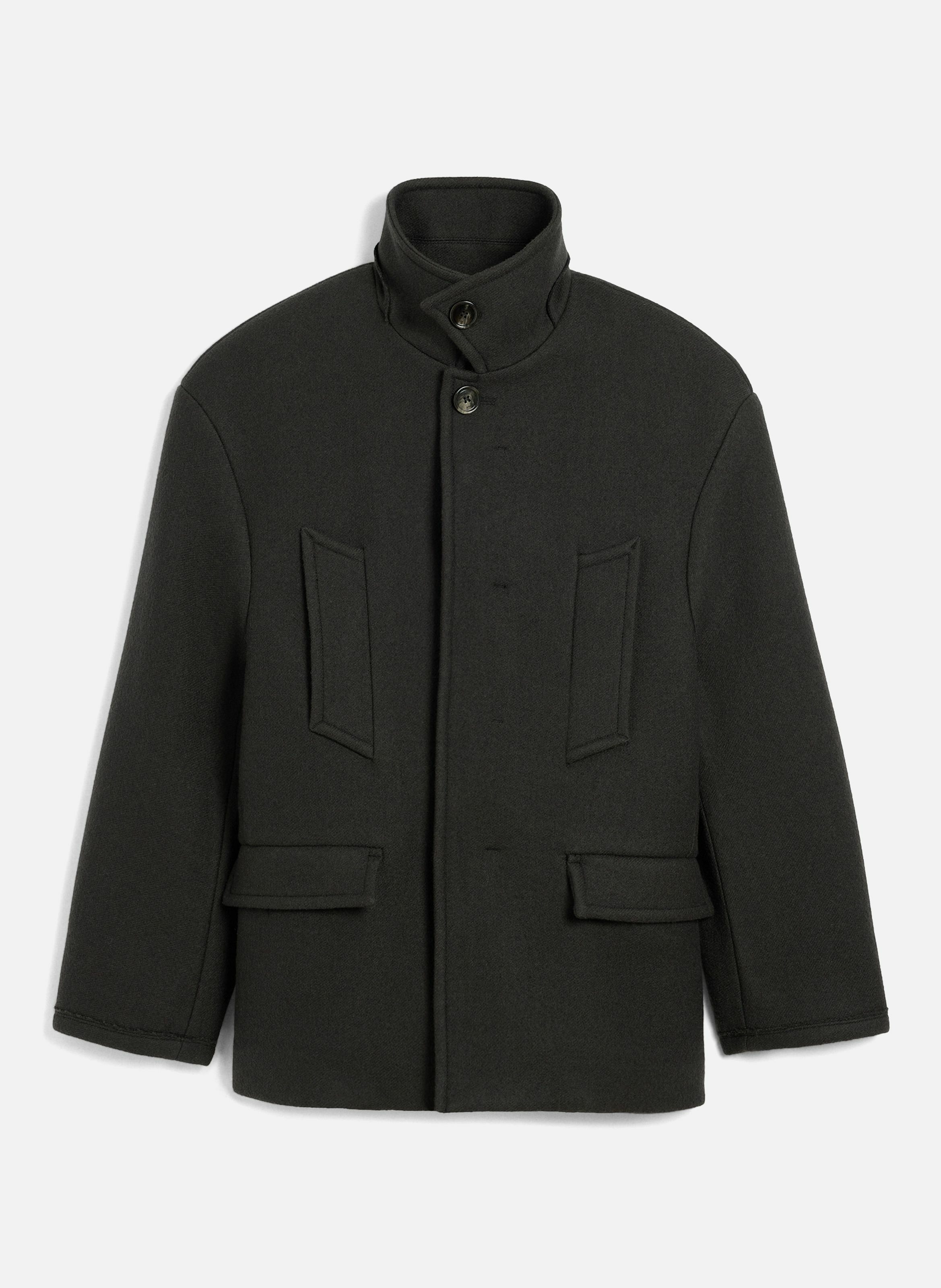 Caban col montant oversize en laine AMI PARIS Gris