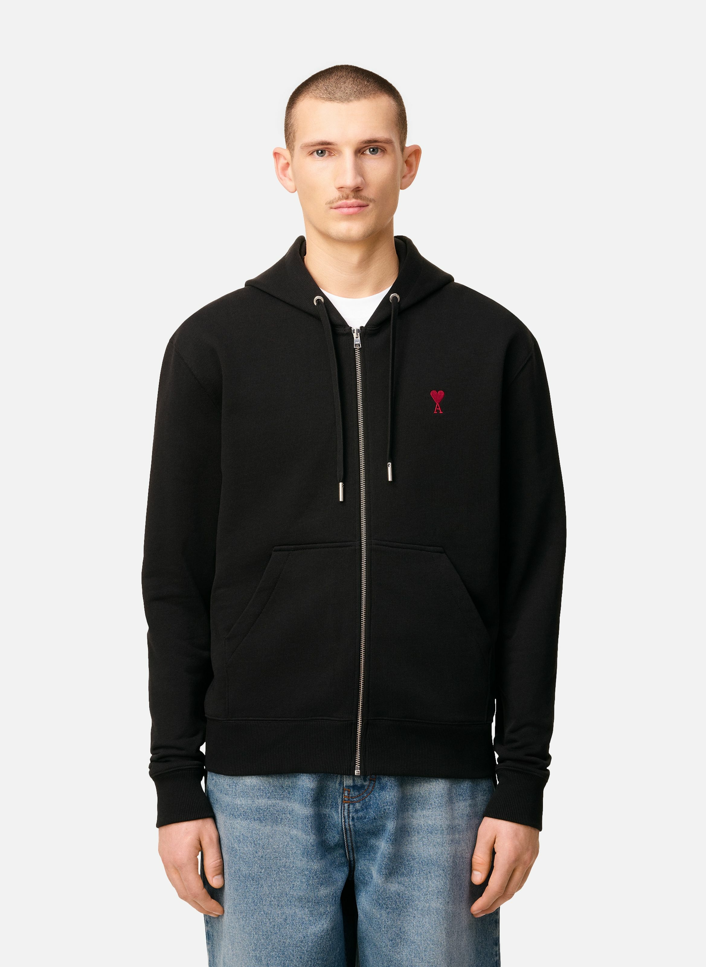 Hoodie zippé ami de coeur rouge unisexe AMI PARIS Noir