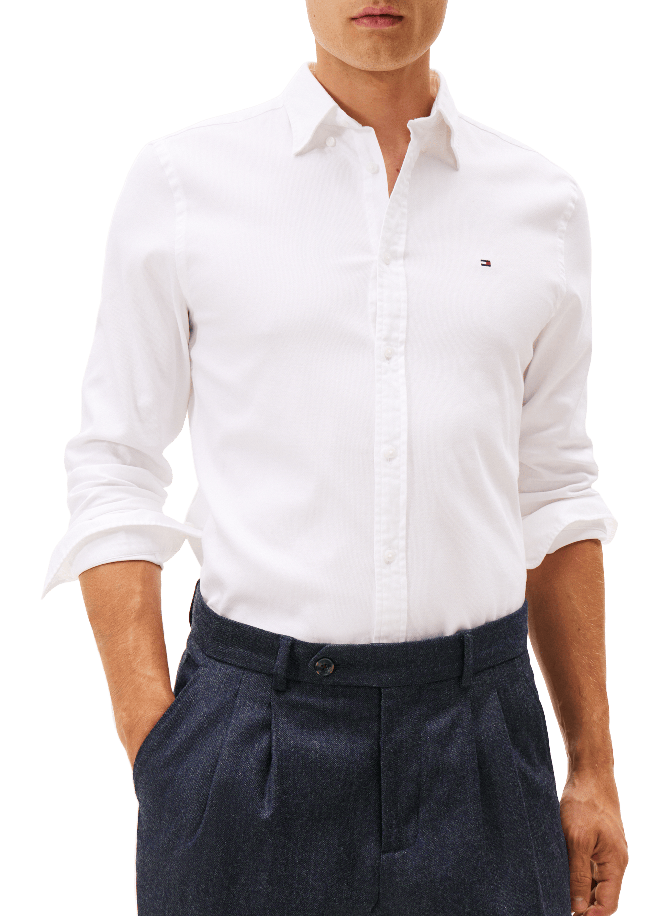 TOMMY HILFIGER Shirt with American collar in blended cotton White