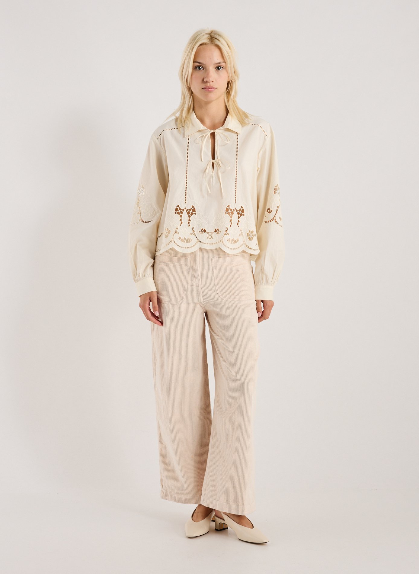Embroidered loose cotton blouse LOUISE MISHA White