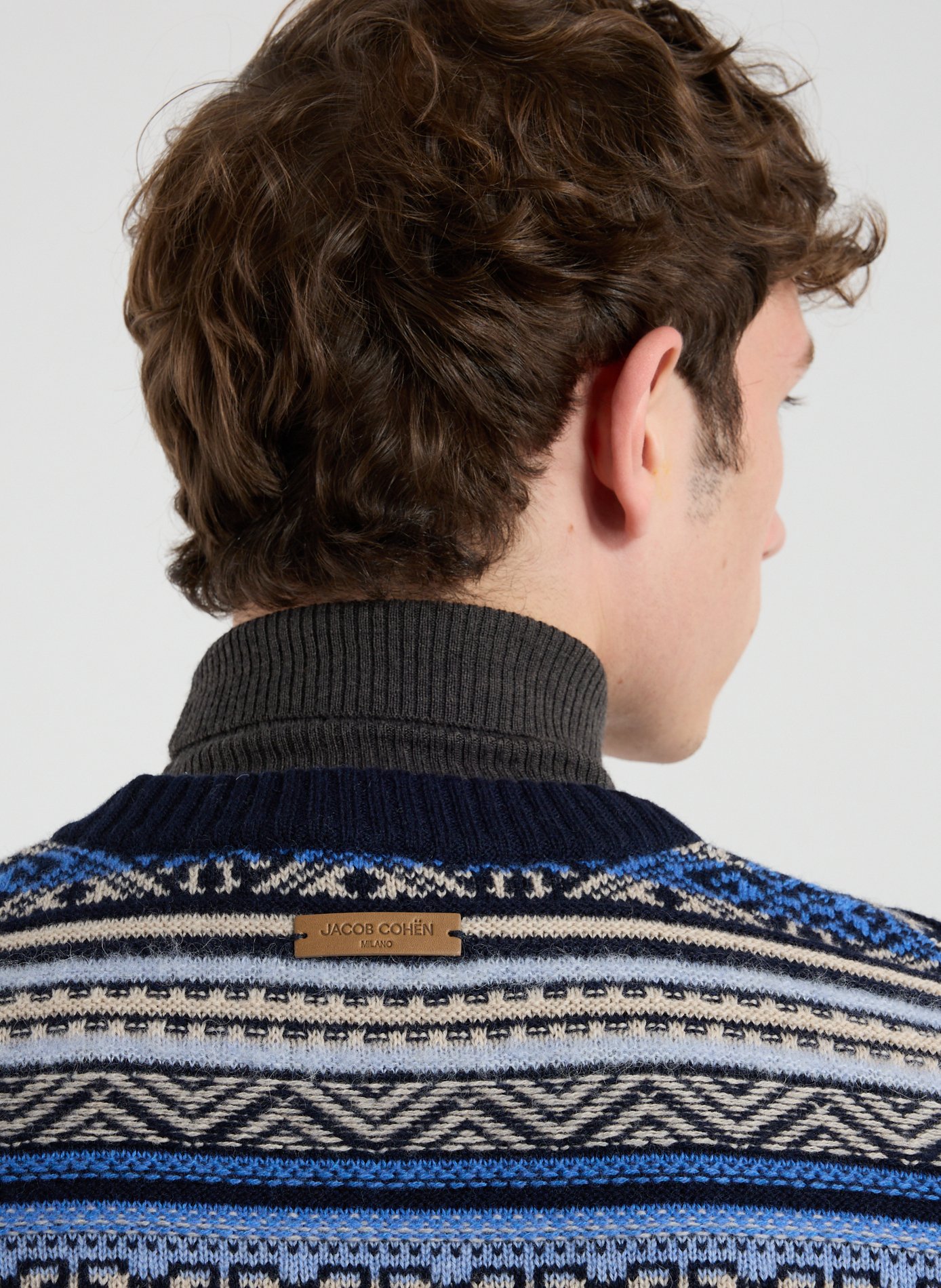 Pull à motifs en laine mélangé  JACOB COHEN Bleu