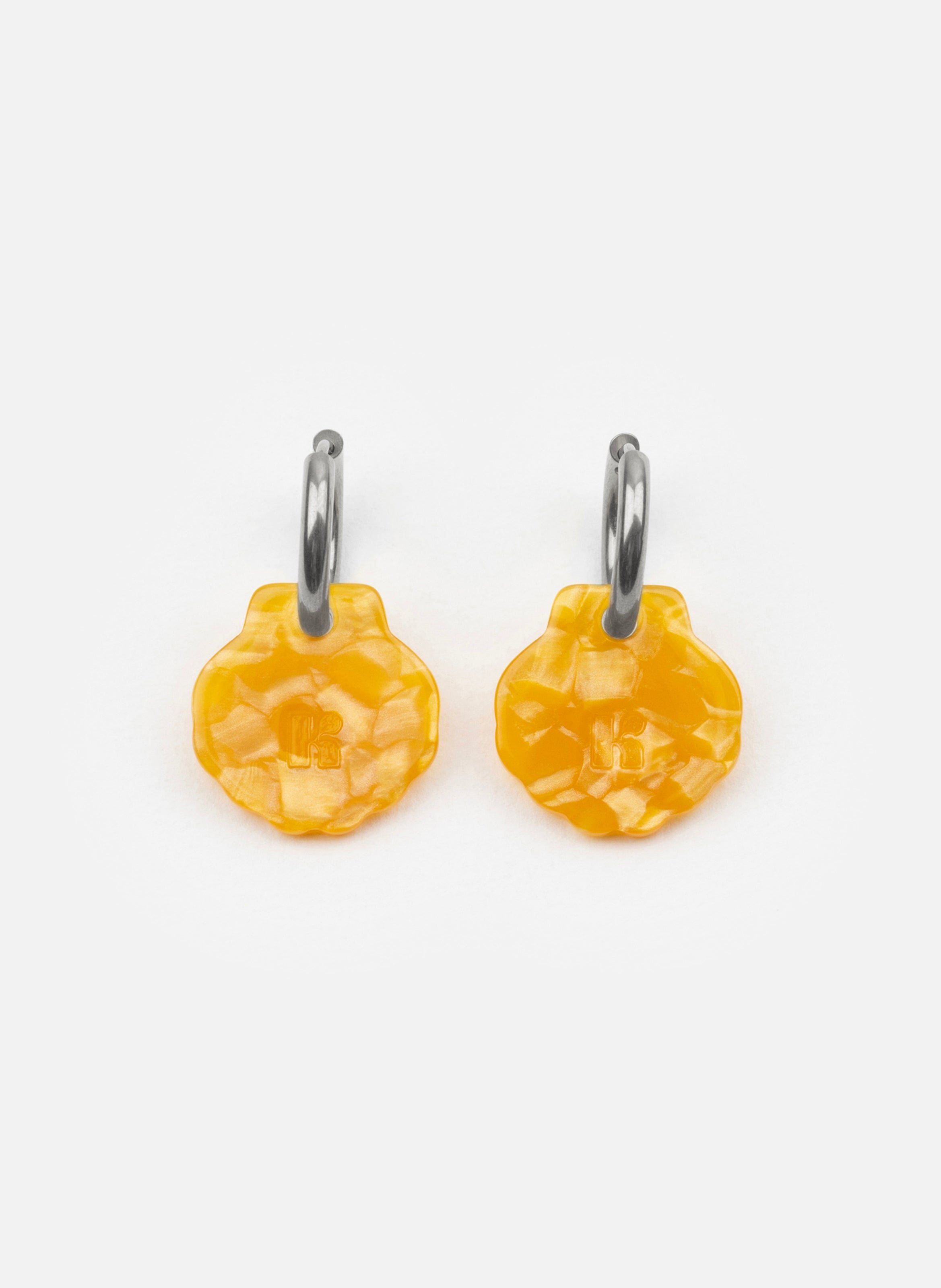 Boucles d'oreilles baby mermaid avec anneaux en acier inoxydable argenté KURAGE GINZA Orange