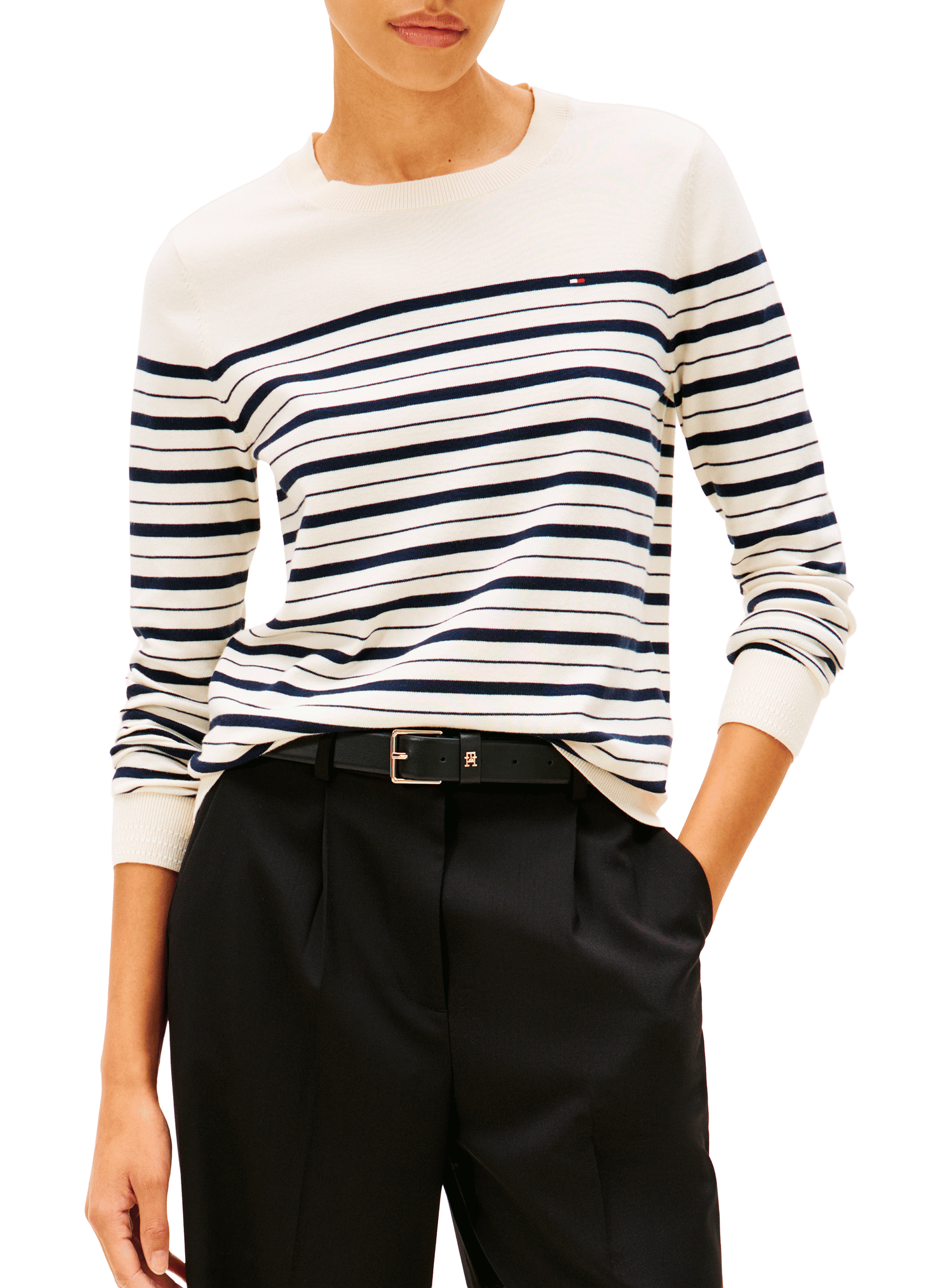 TOMMY HILFIGER Pull à col ras-du-cou Multicolore