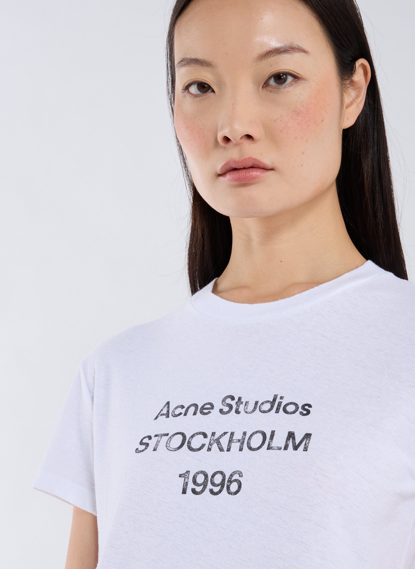 T-shirt en coton organique et chanvre ACNE STUDIOS Blanc