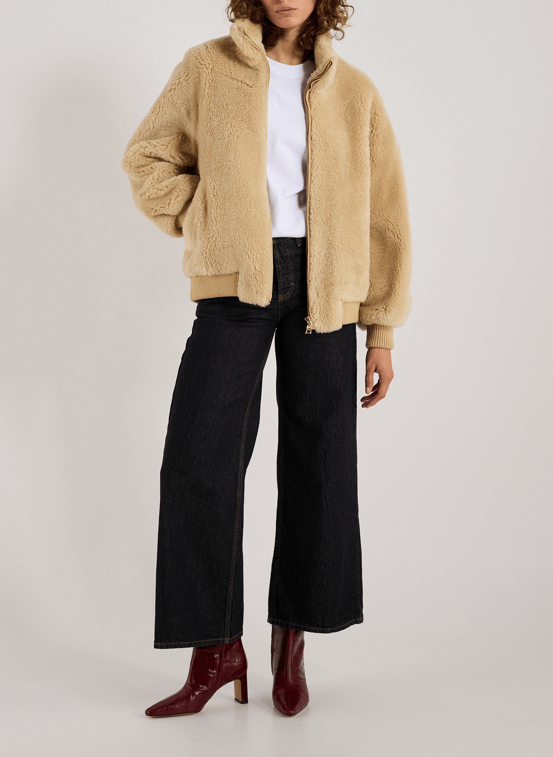Wool high neck jacket R2W Beige