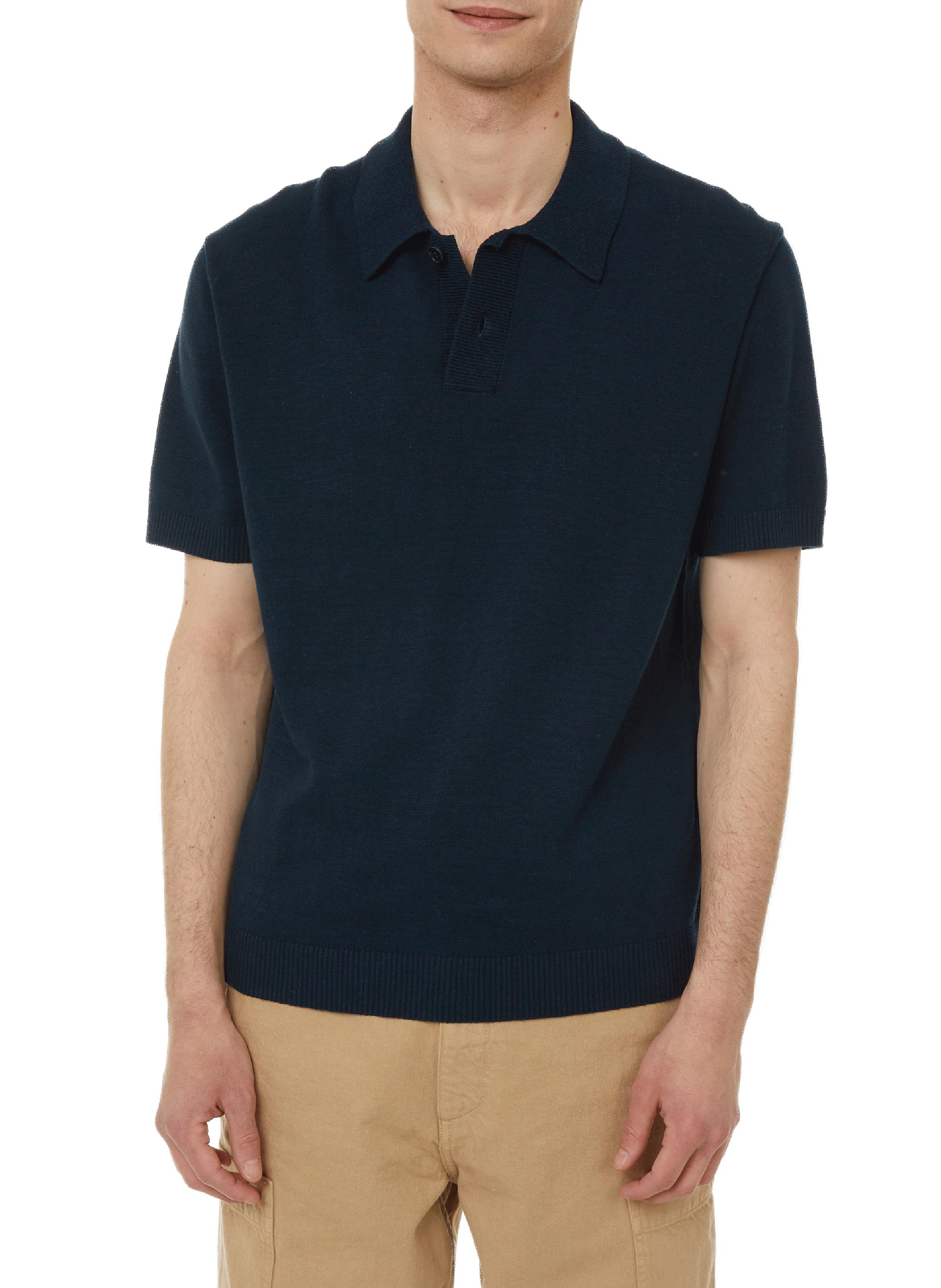 SAISON 1865 Linen and cotton polo shirt Blue