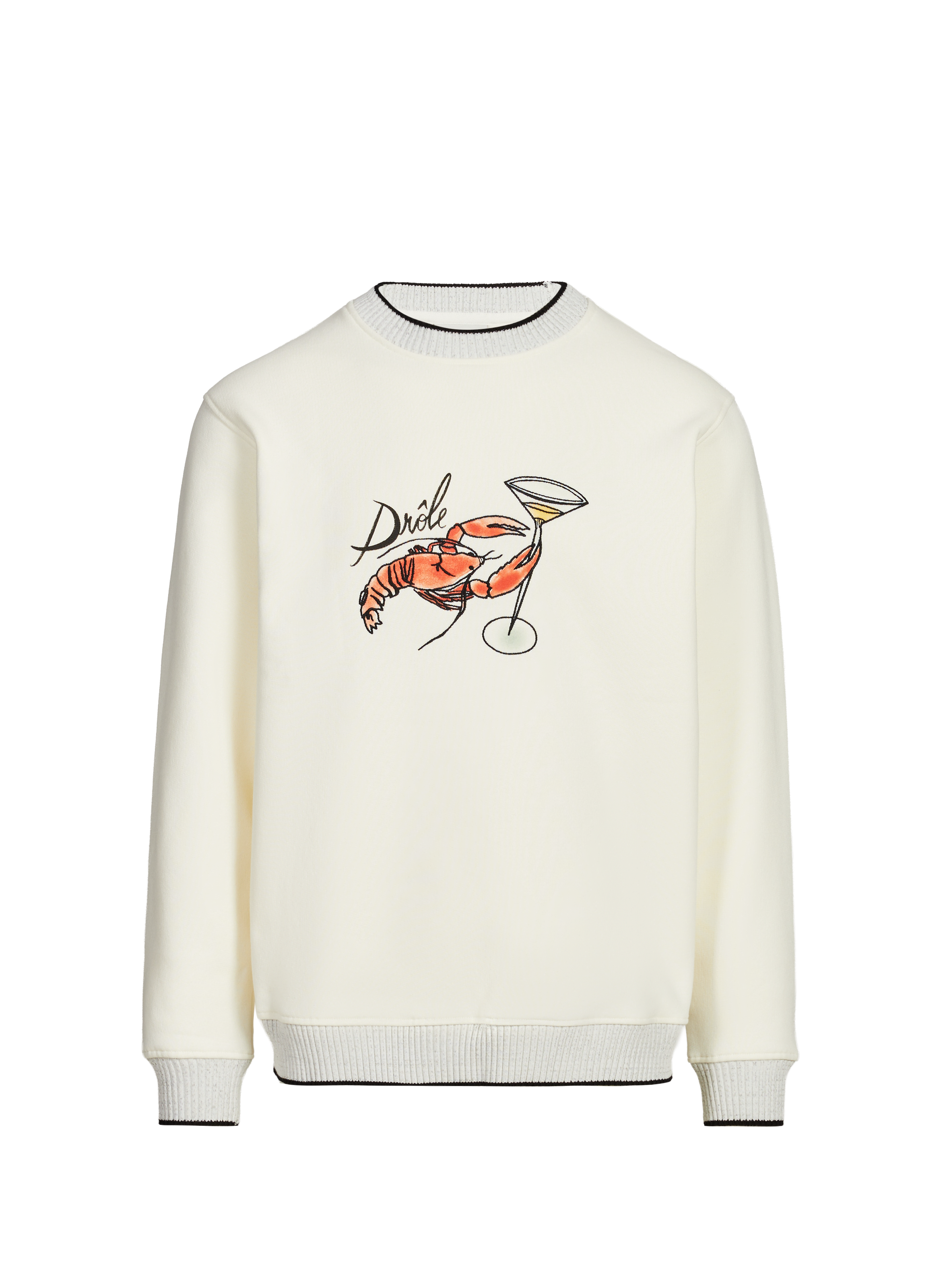 Pull ample brodé en coton DROLE DE MONSIEUR Beige