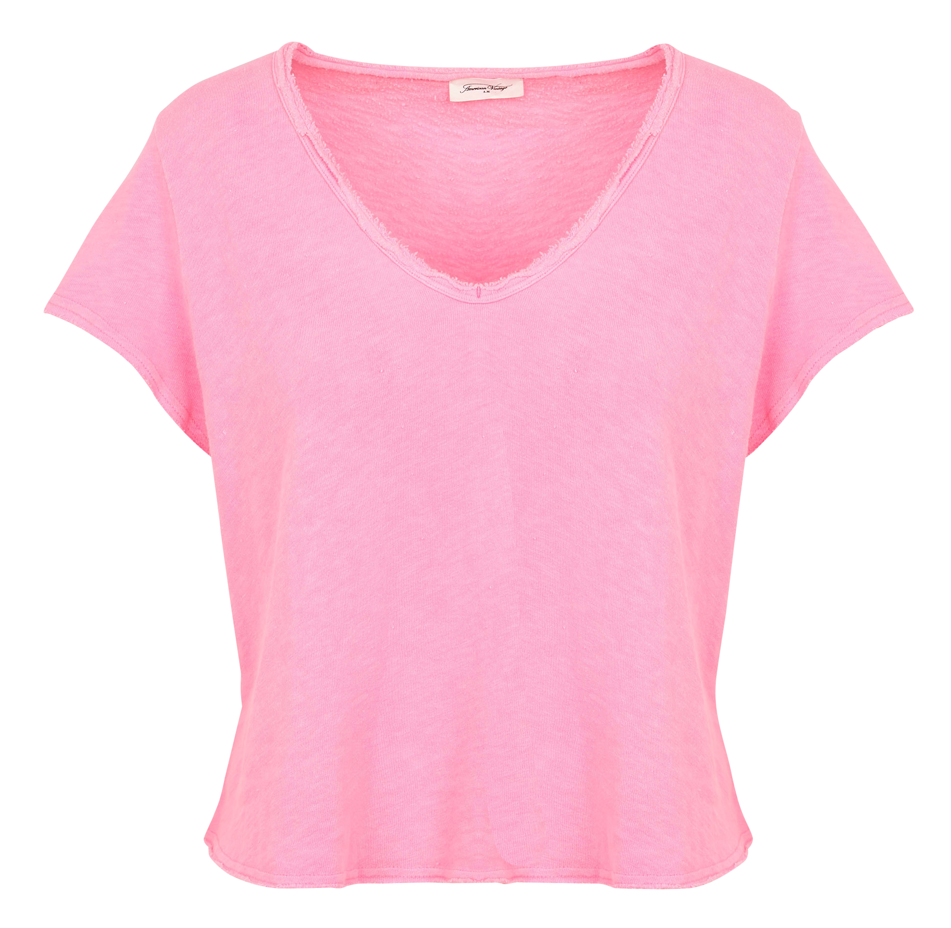 Tee-shirt droit col v en coton sonoma AMERICAN VINTAGE Rose
