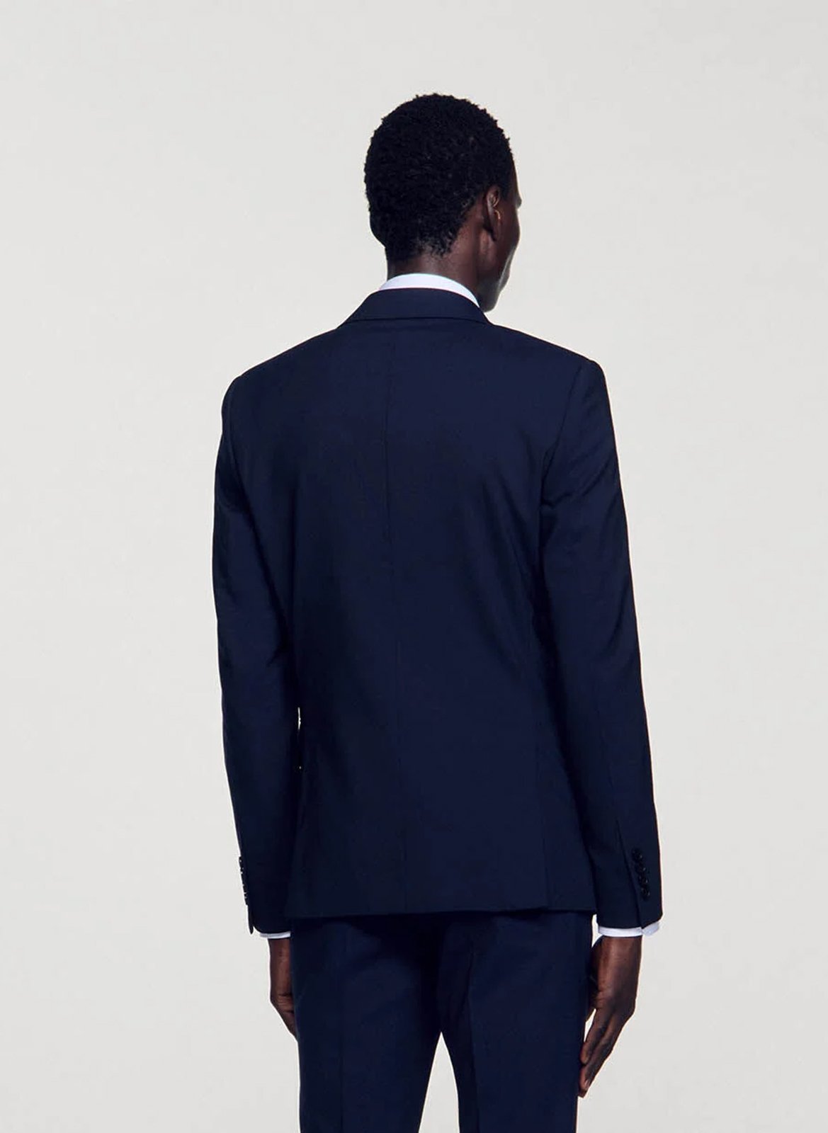 Veste col tailleur regular-fit en laine SANDRO Bleu