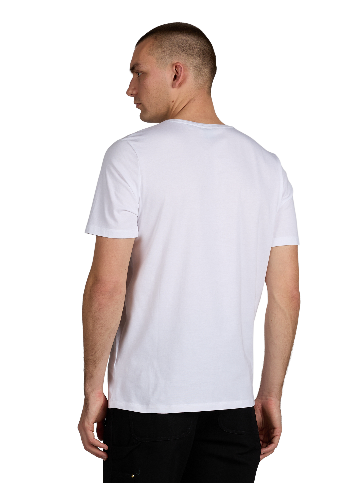 Plain round neck t-shirt in blended cotton BOSS White
