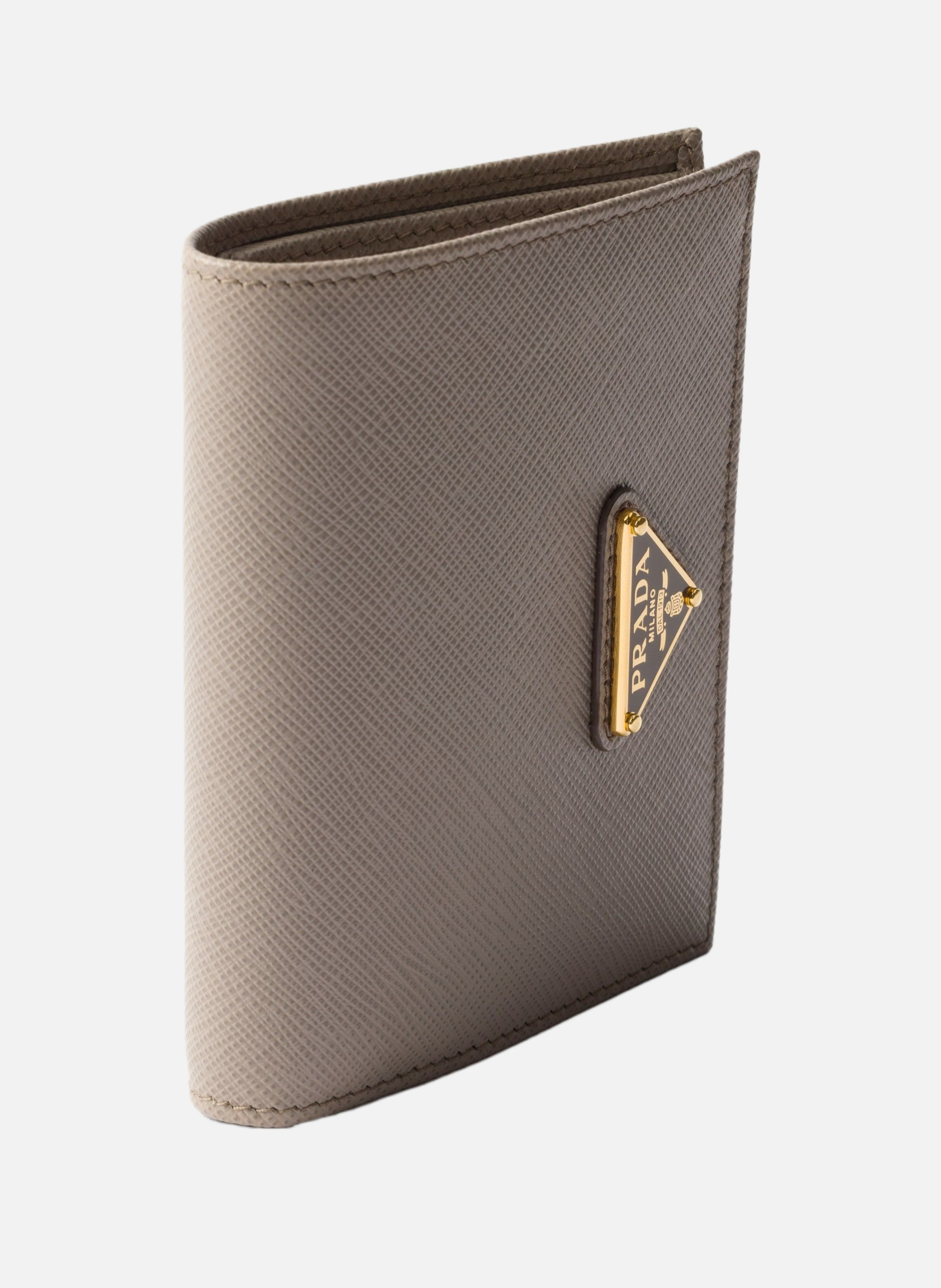 Petit portefeuille en cuir saffiano PRADA Gris