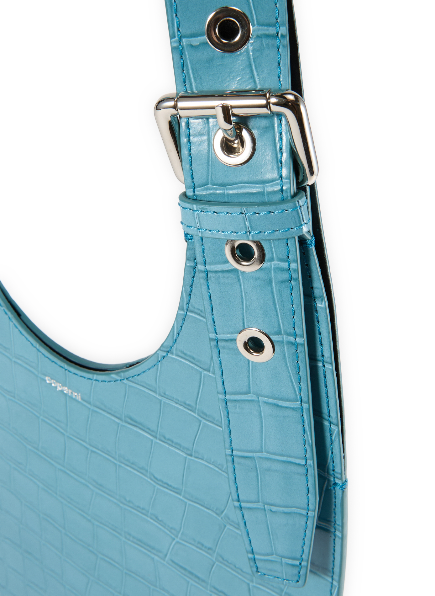 Heart-Shaped Crocodile Skin Effect Leather Shoulder Bag COPERNI Blue