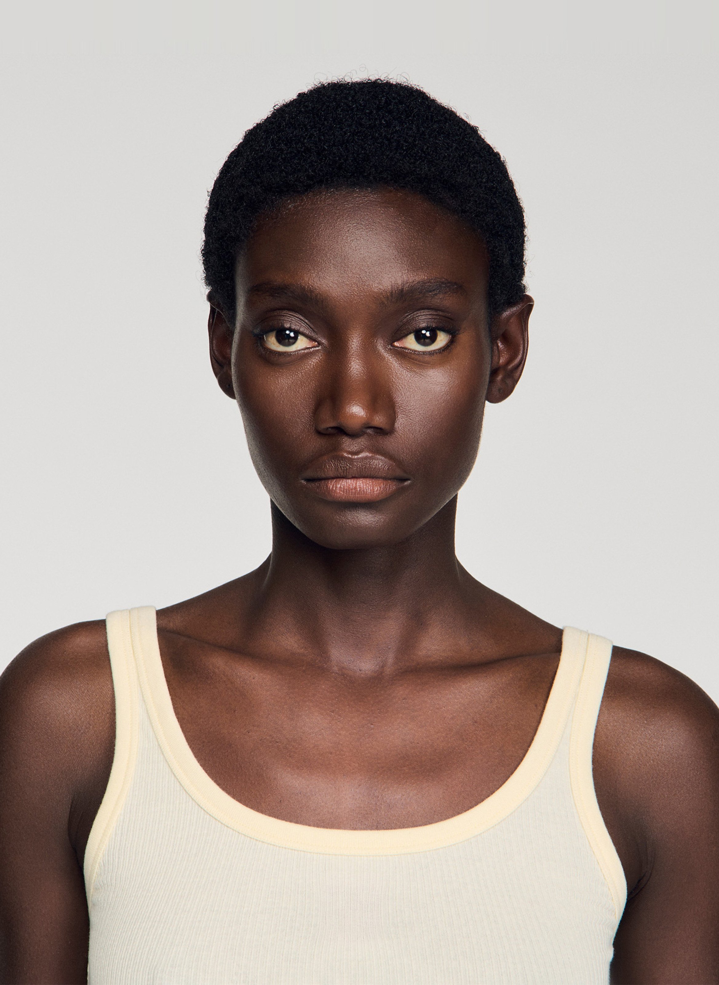 Débardeur droit en coton mélangé Jaune