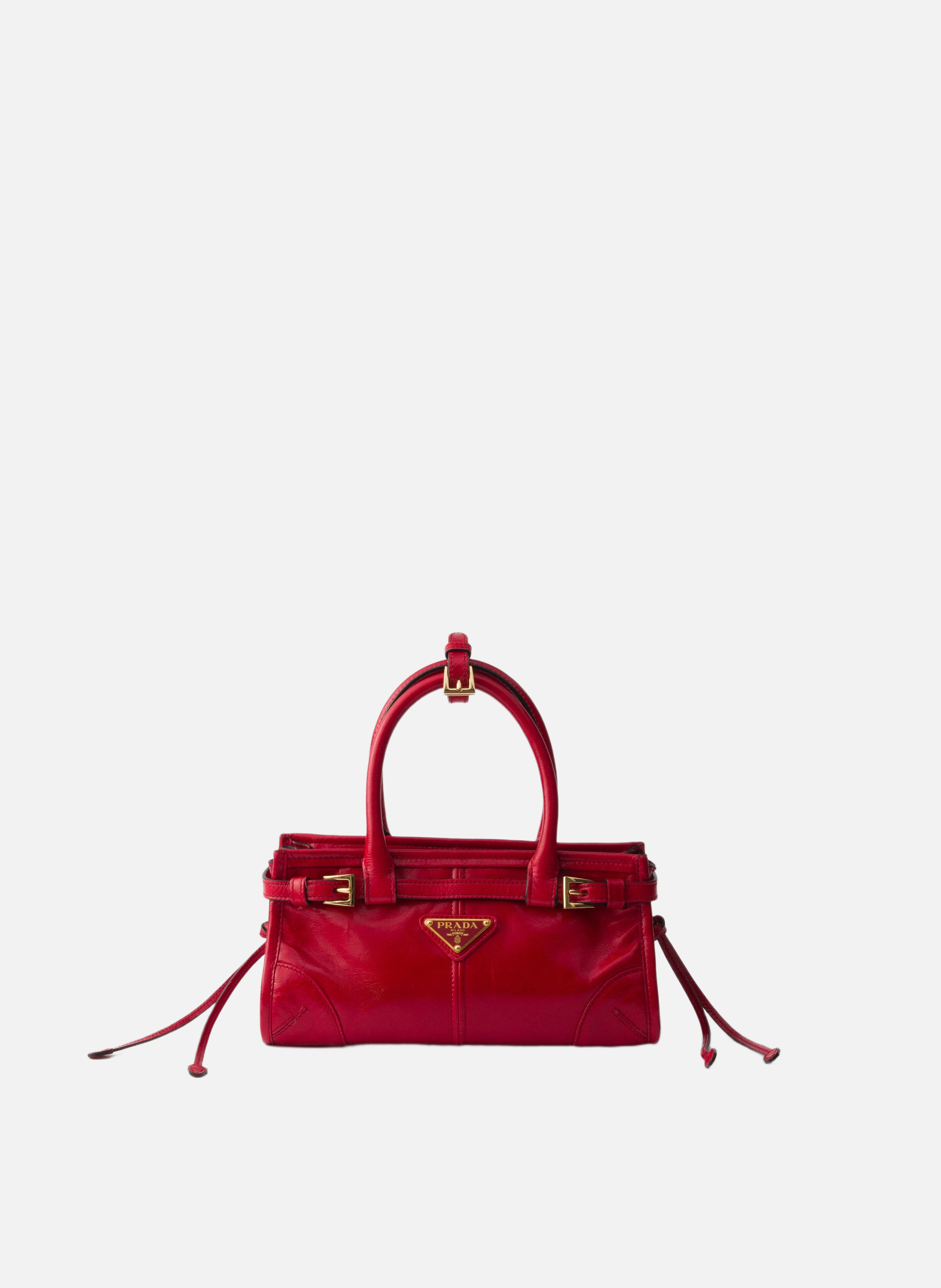Mini sac à main prada bonnie en cuir PRADA Rouge