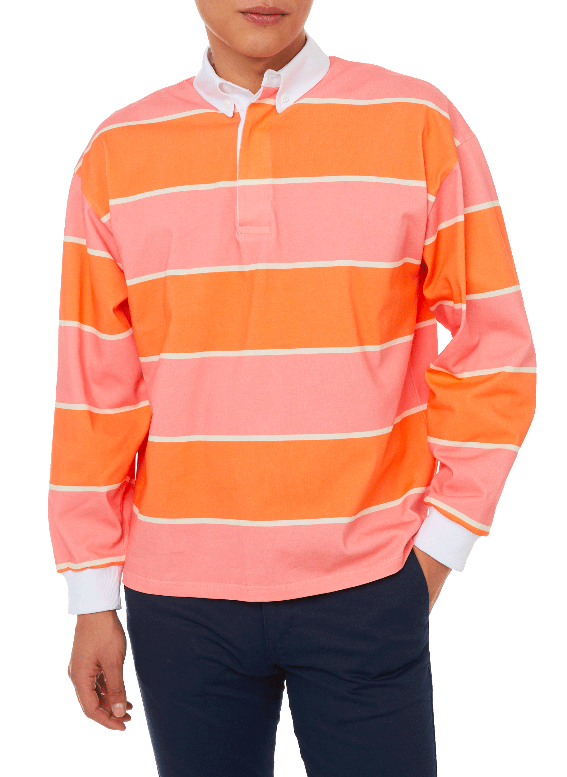Polo rayé en coton SAISON 1865 Orange