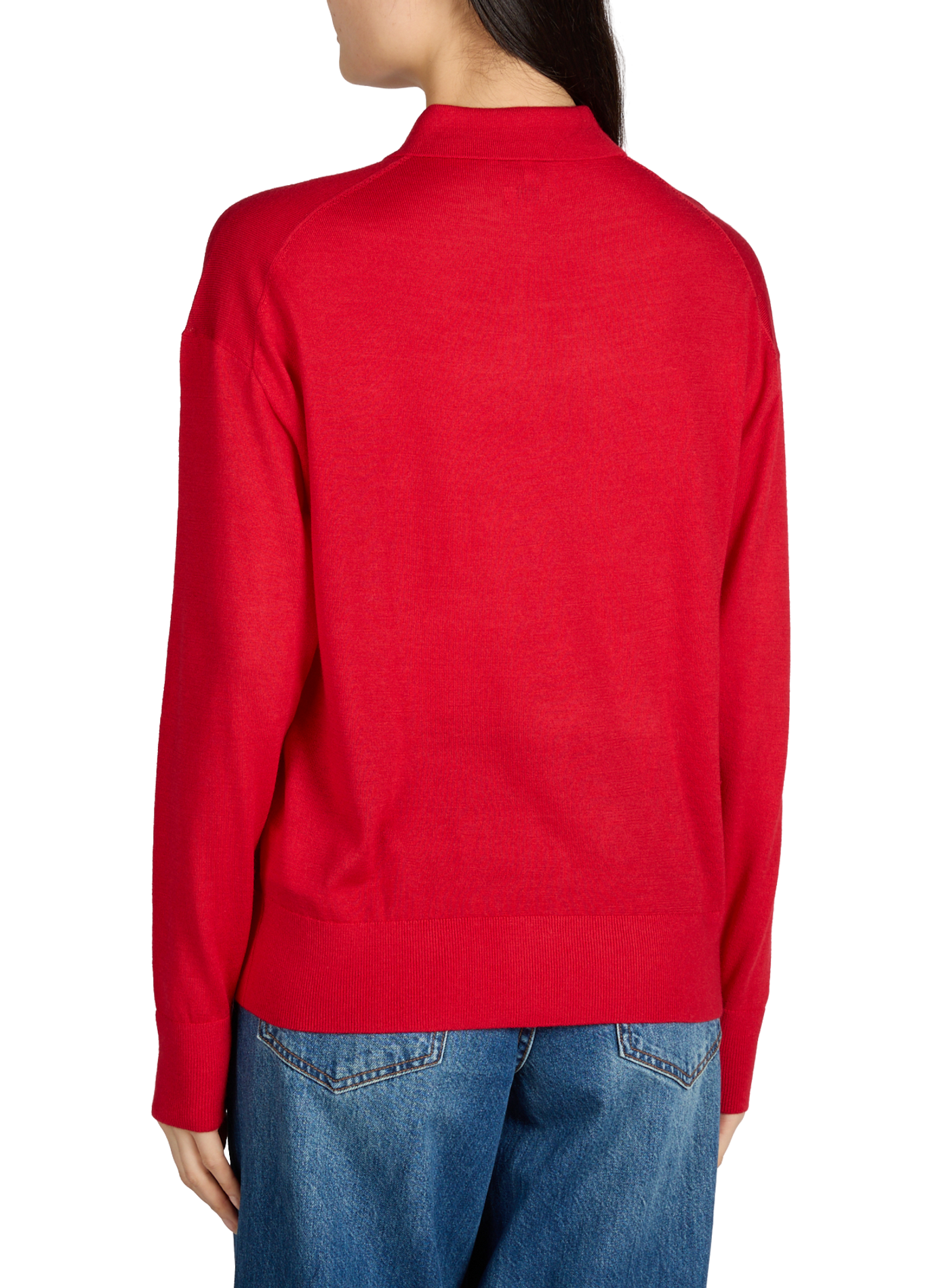 Polo à manches longues en laine et soie TOMMY HILFIGER Rouge