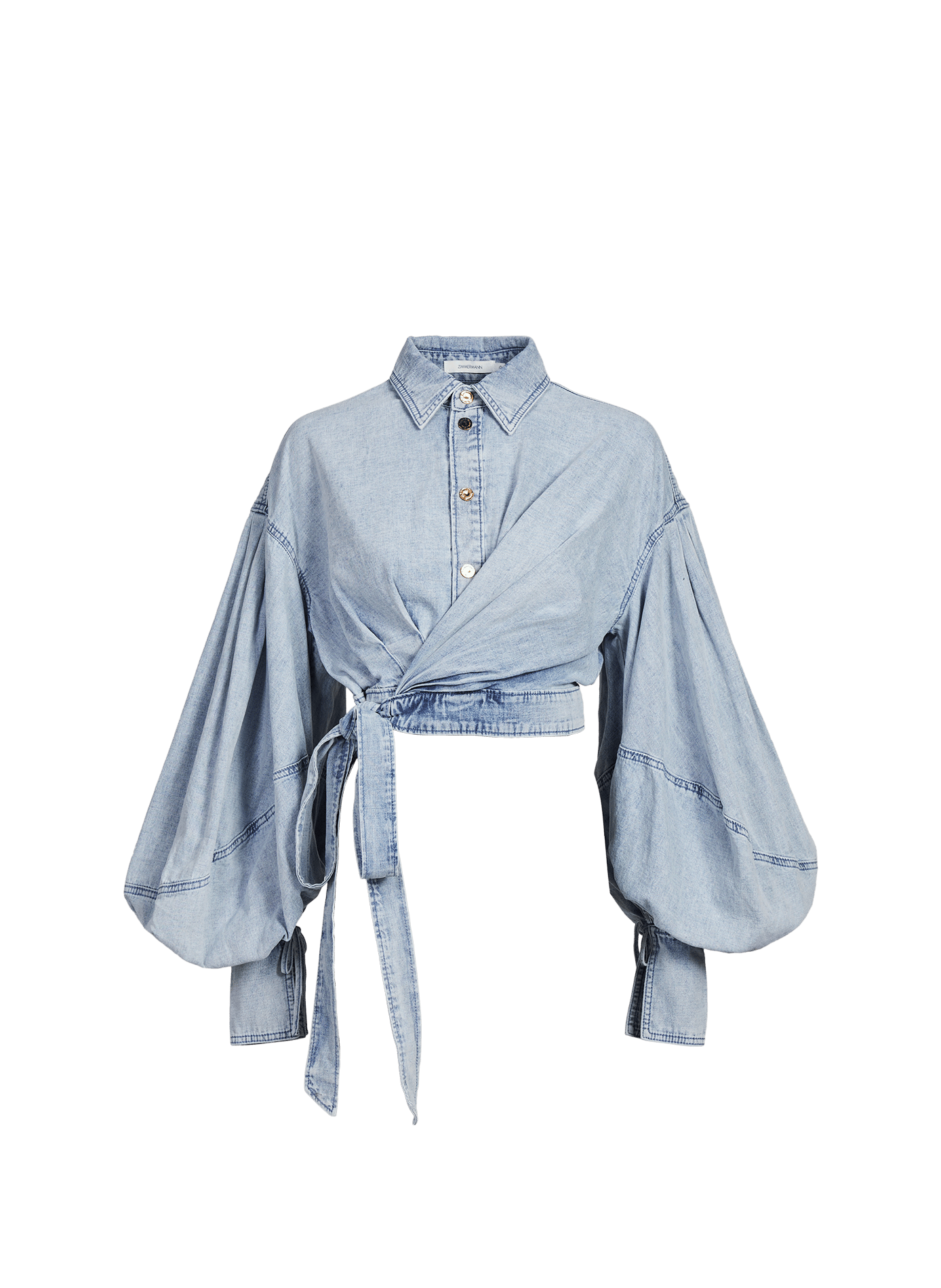 Cotton tie-front denim top ZIMMERMANN Blue