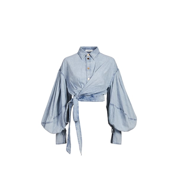 Top denim à nouer en coton Top denim à nouer en coton